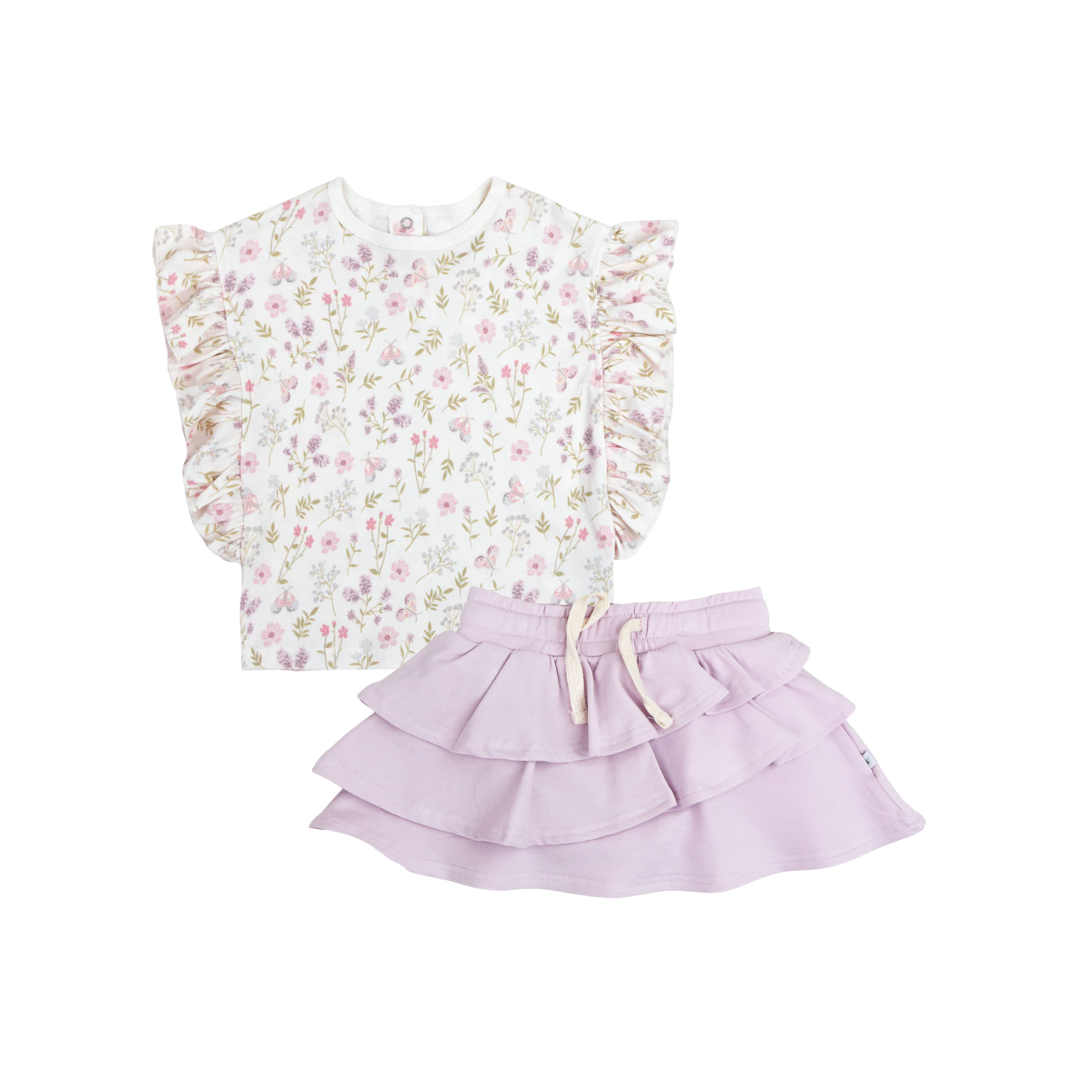 Ruffled Top + Layered Skirt Set