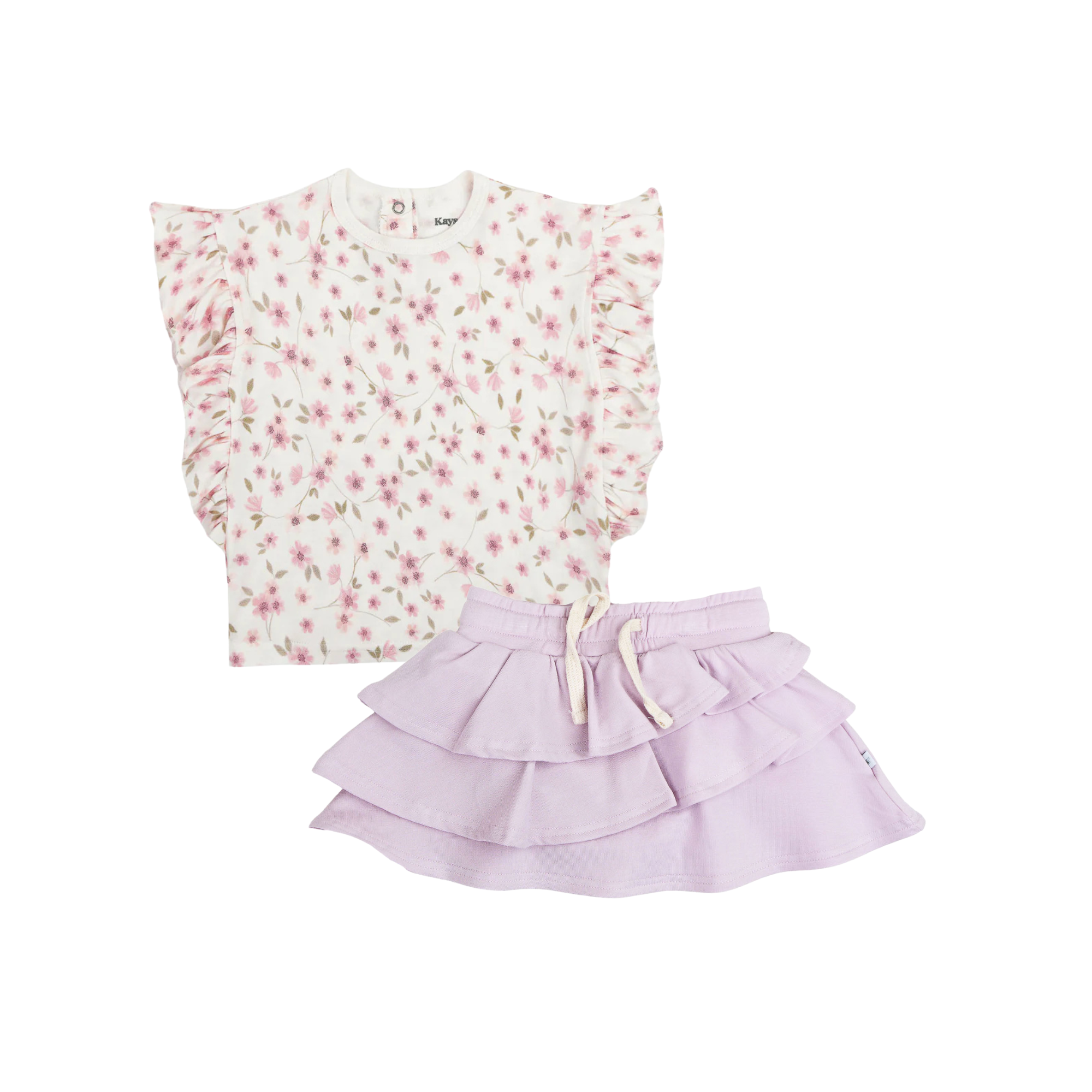 Ruffled Top + Layered Skirt Set