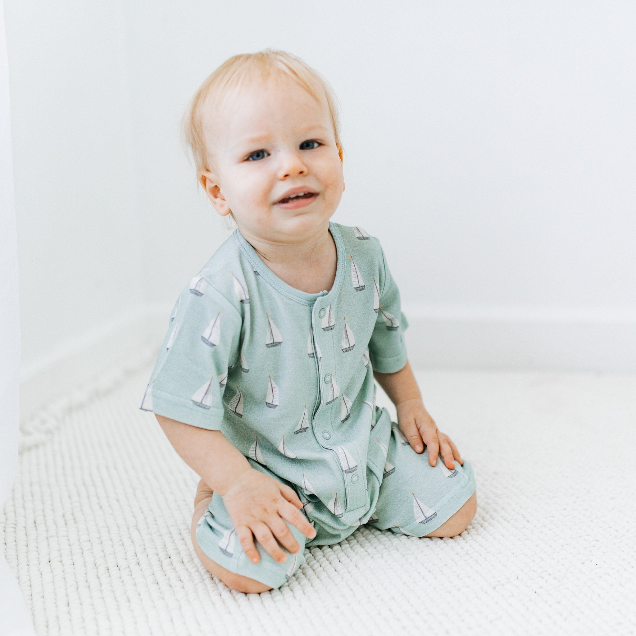 Buttoned Romper - Sail Away