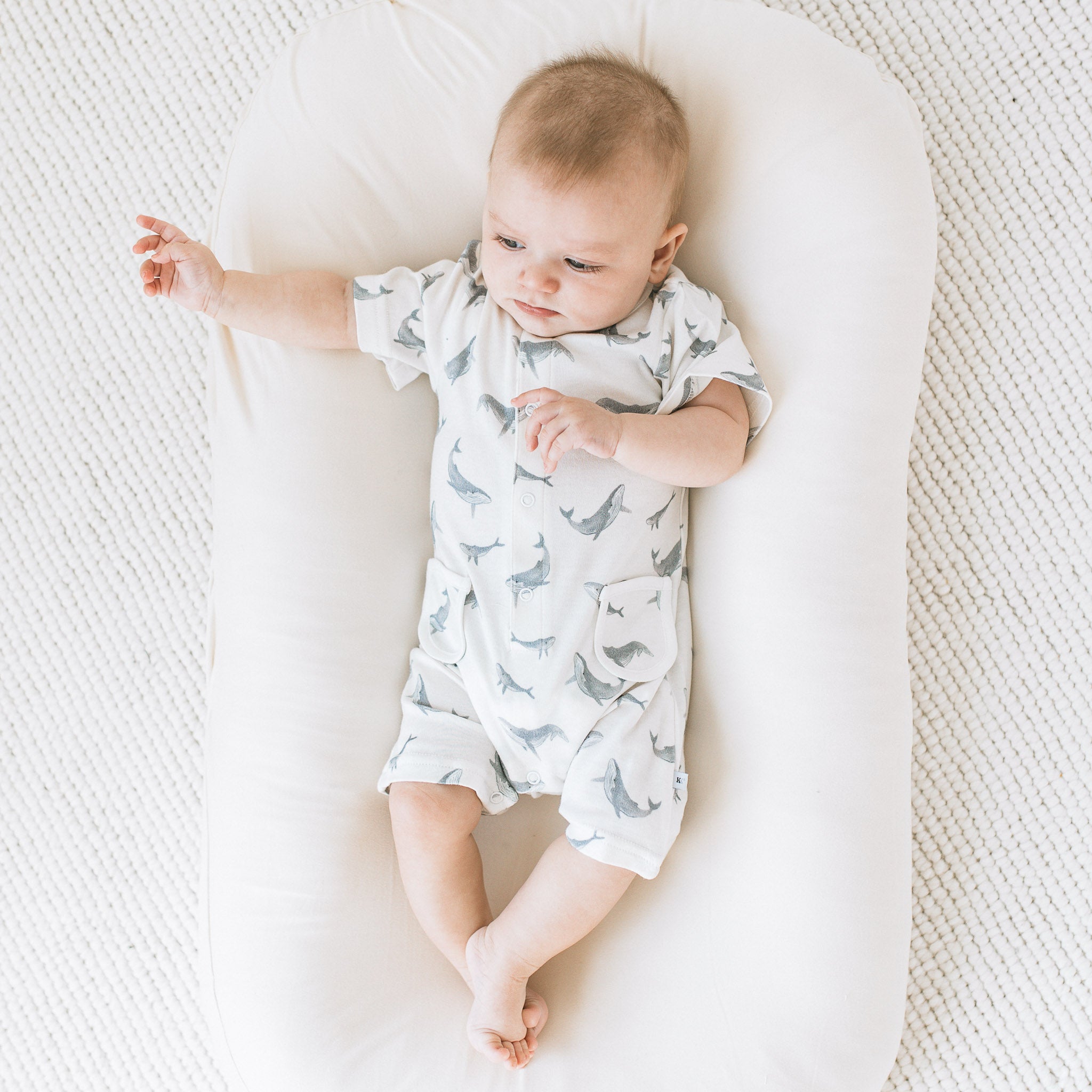 Buttoned Romper - Whales Lullaby