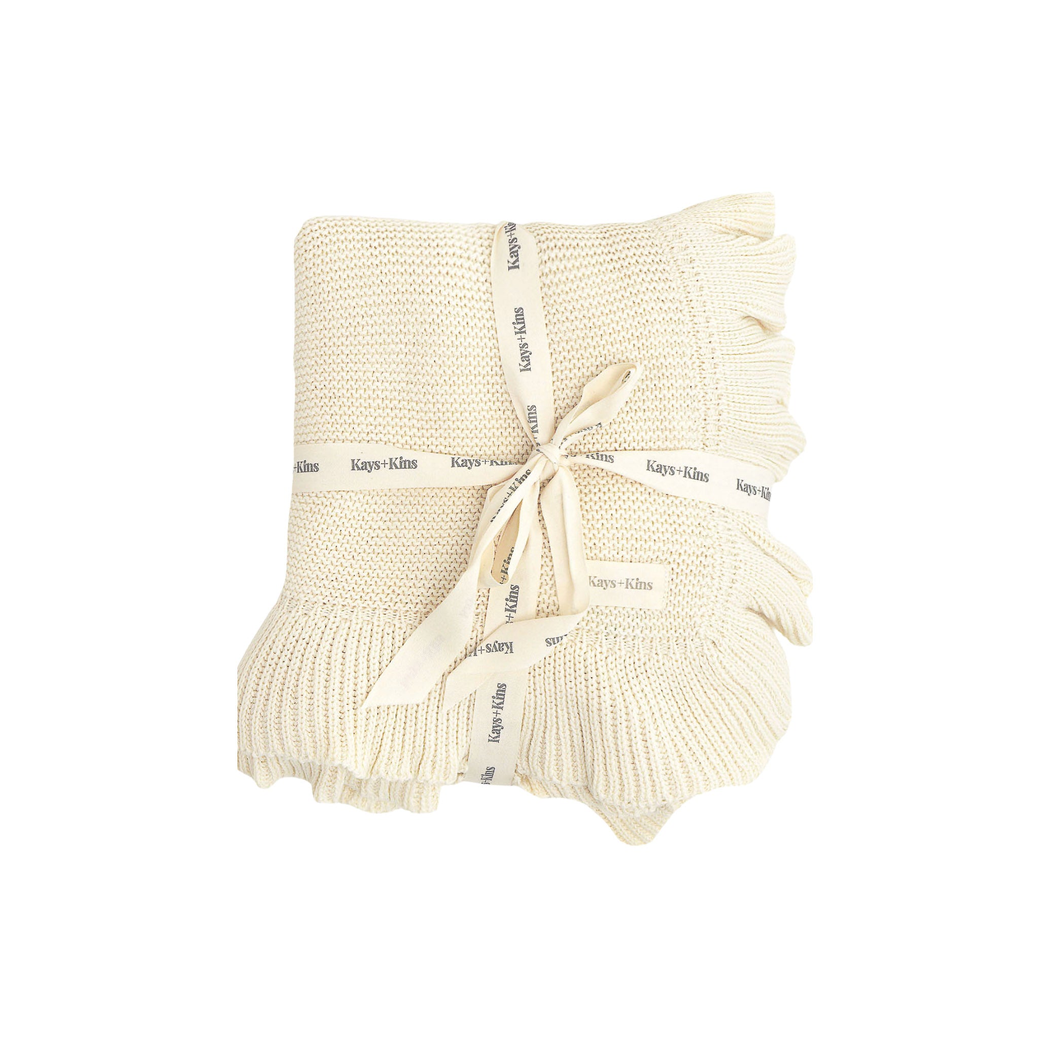 Frilled Knit Blanket - Ivory