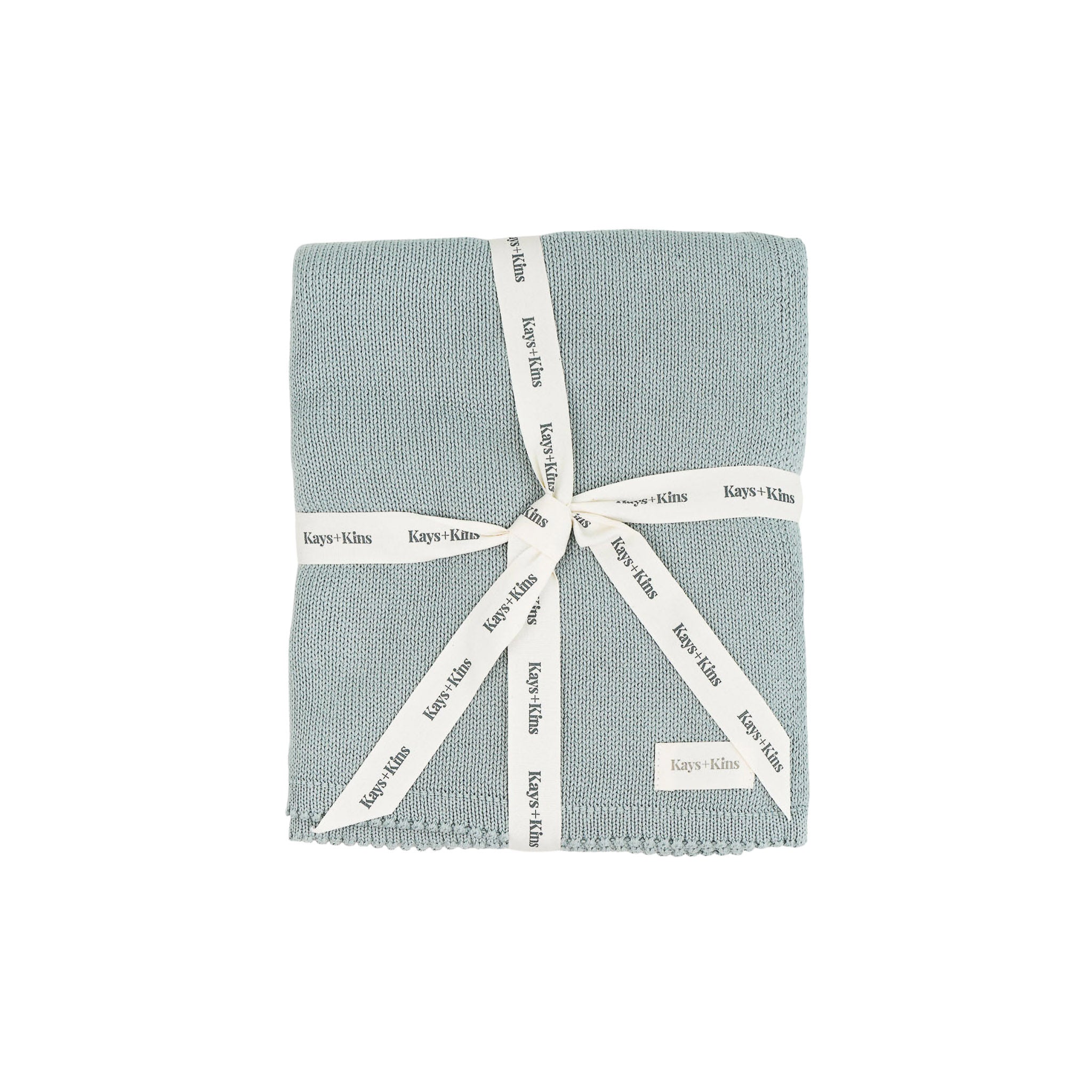 Scalloped Knit Blanket- Stone