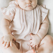 Pointelle Flutter Romper - Blush