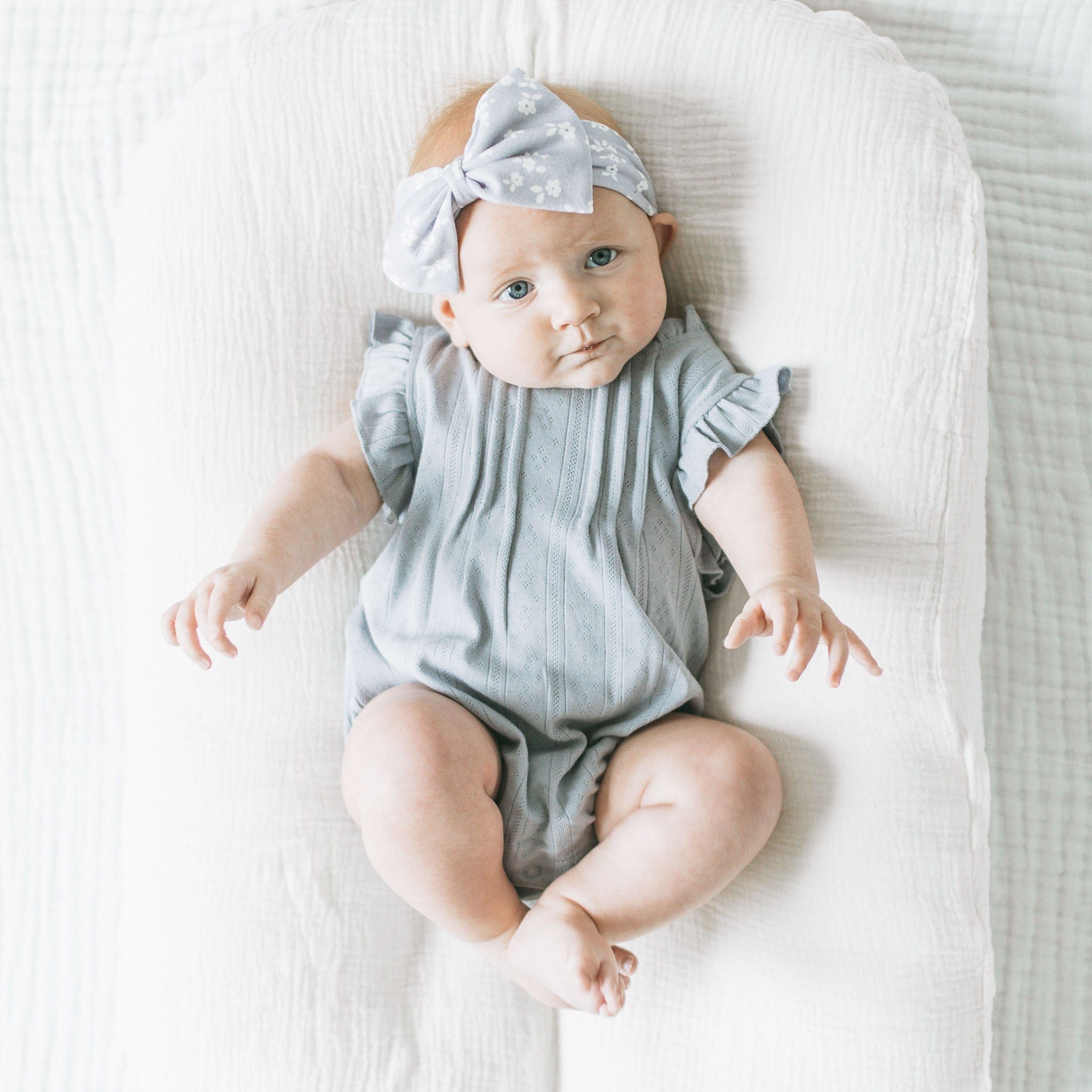 Pointelle Flutter Romper - Moonlit