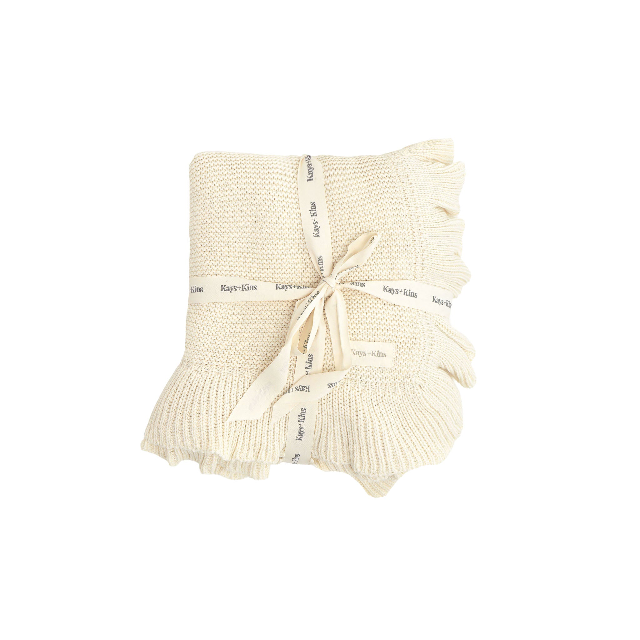 Frilled Knit Blanket - Ivory