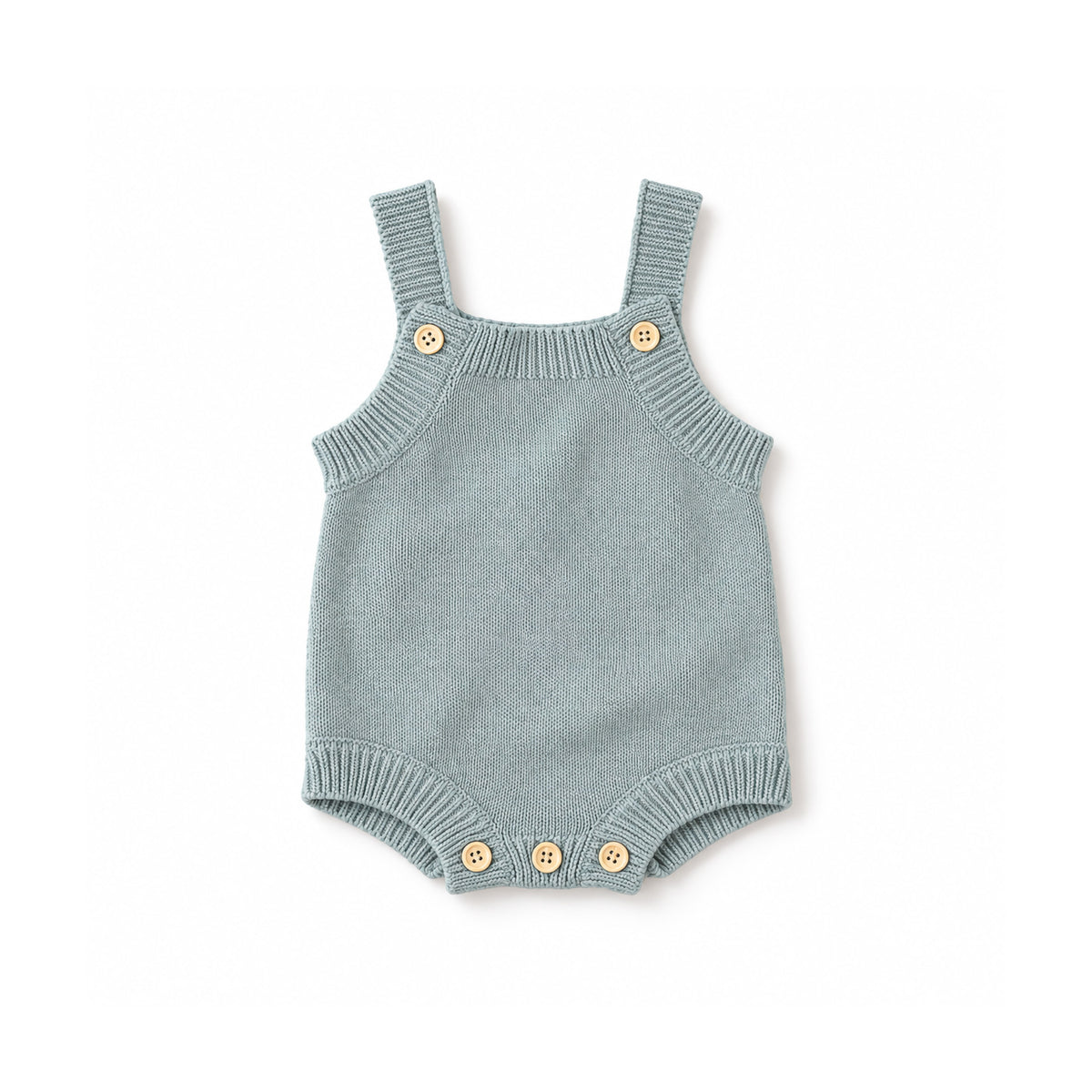 Knit Overall Romper - Sky Blue