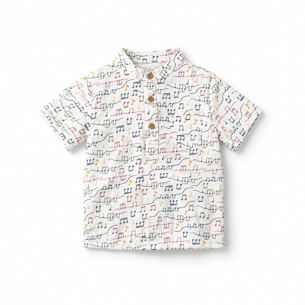 Band Collar Shirt - Gentle Notes