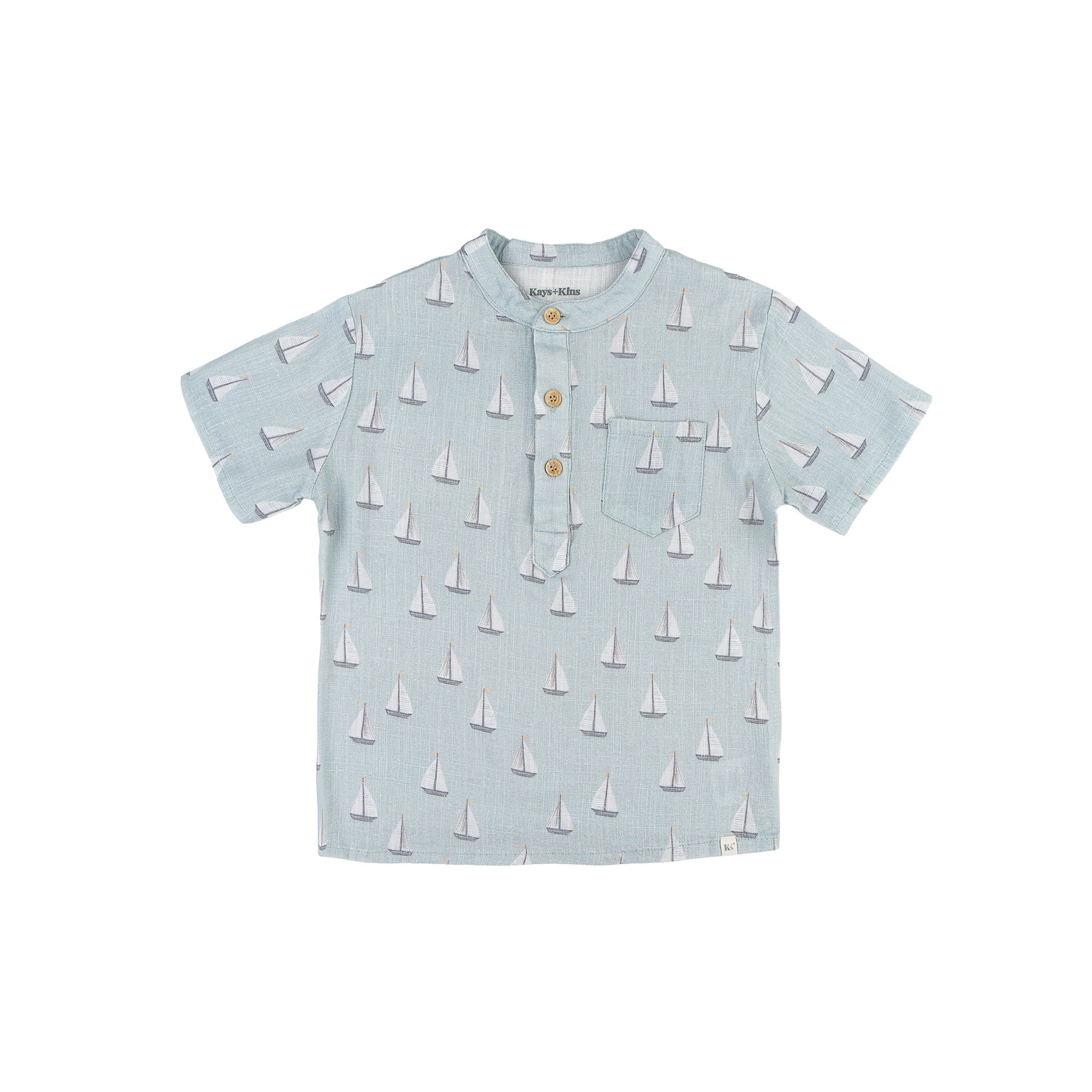 Band Collar Shirt - Sail Away