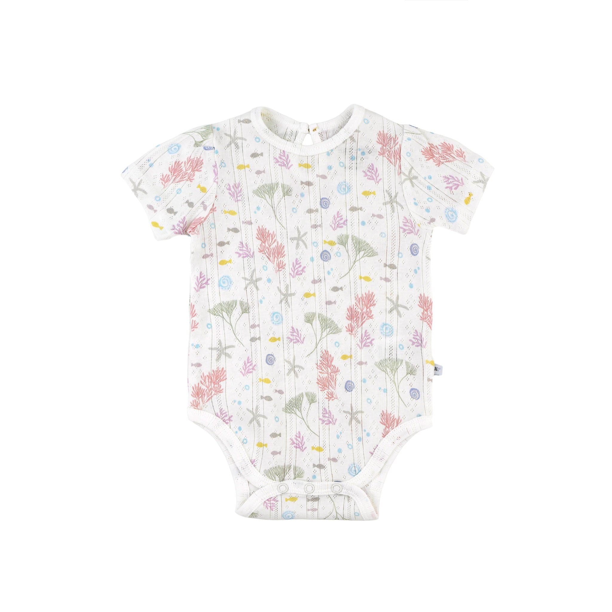 Pointelle Puff Sleeves Bodysuit - Sea Bloom