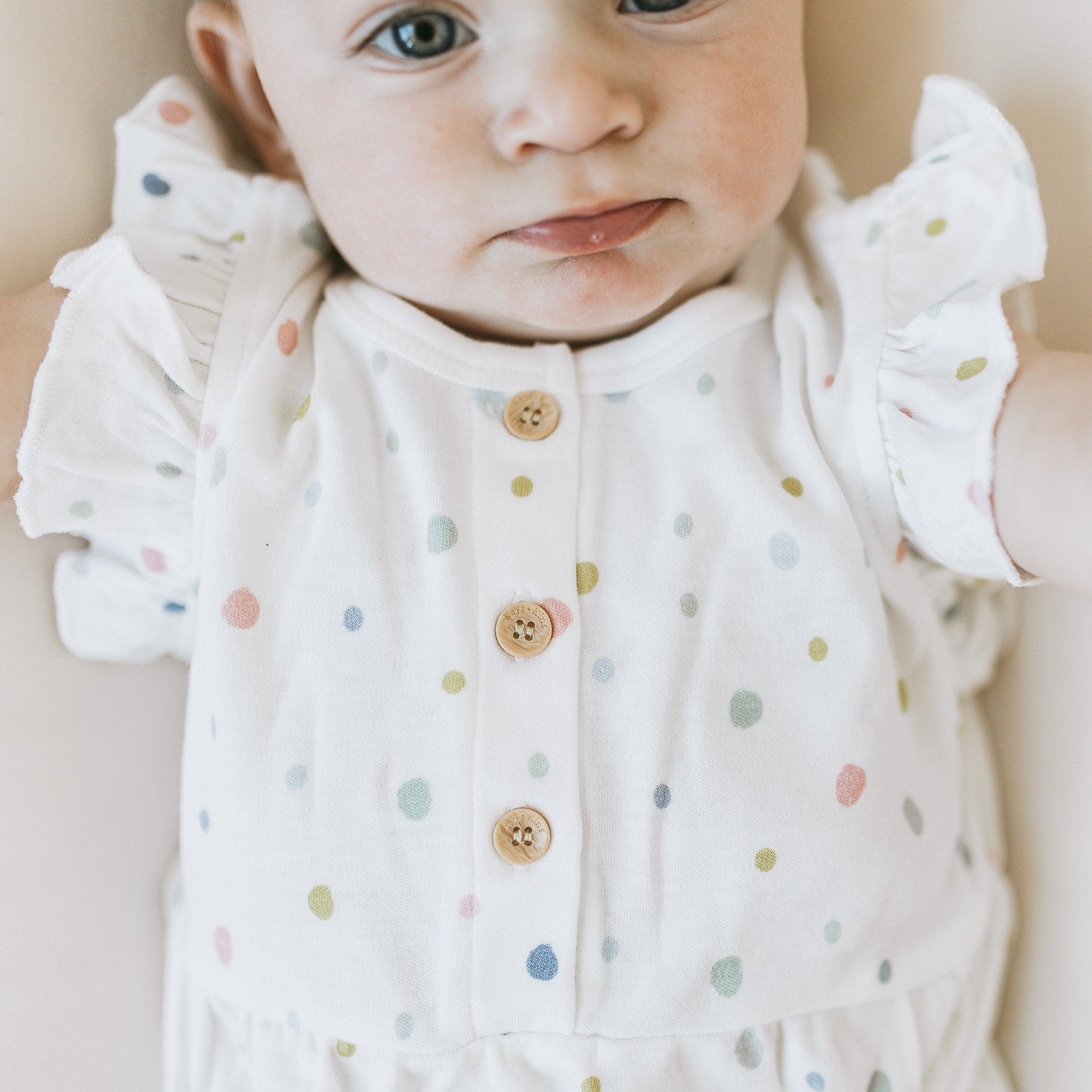 Ruffle Bubble Romper - Soft Dots