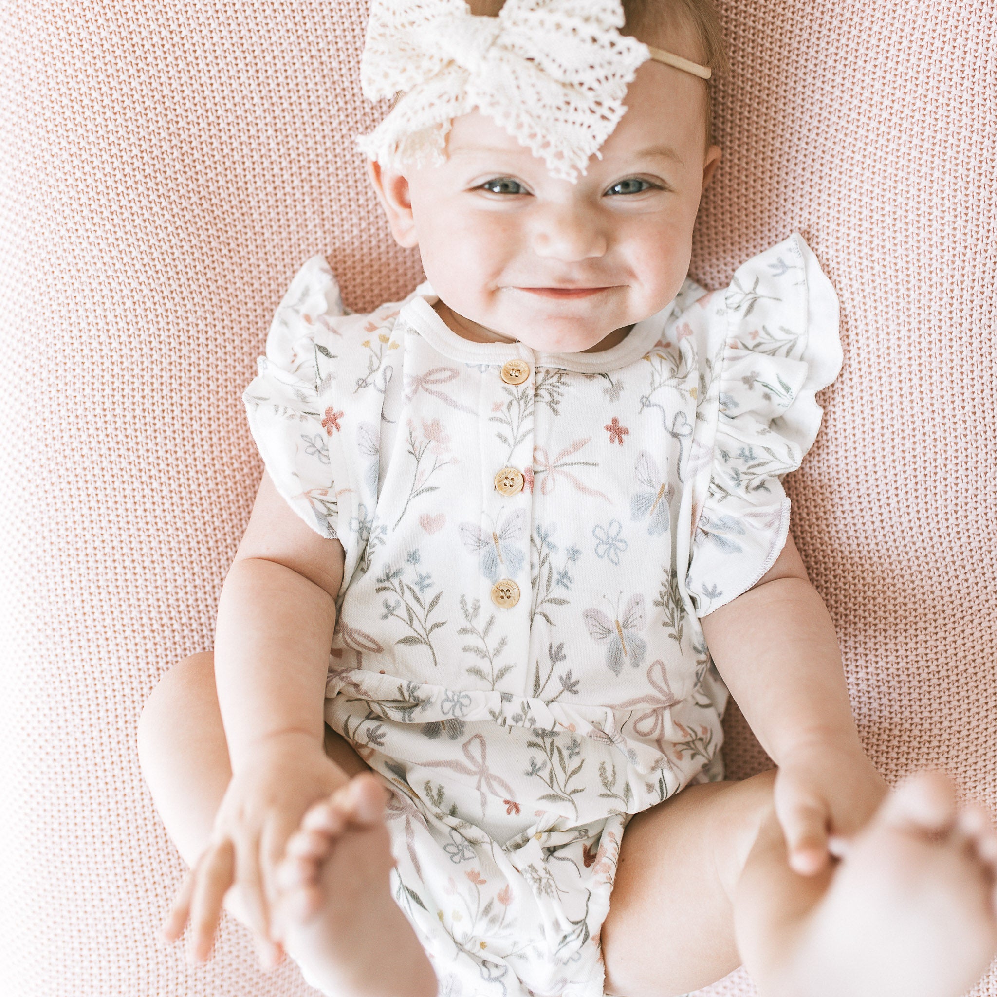 Ruffle Bubble Romper - Petal Bow