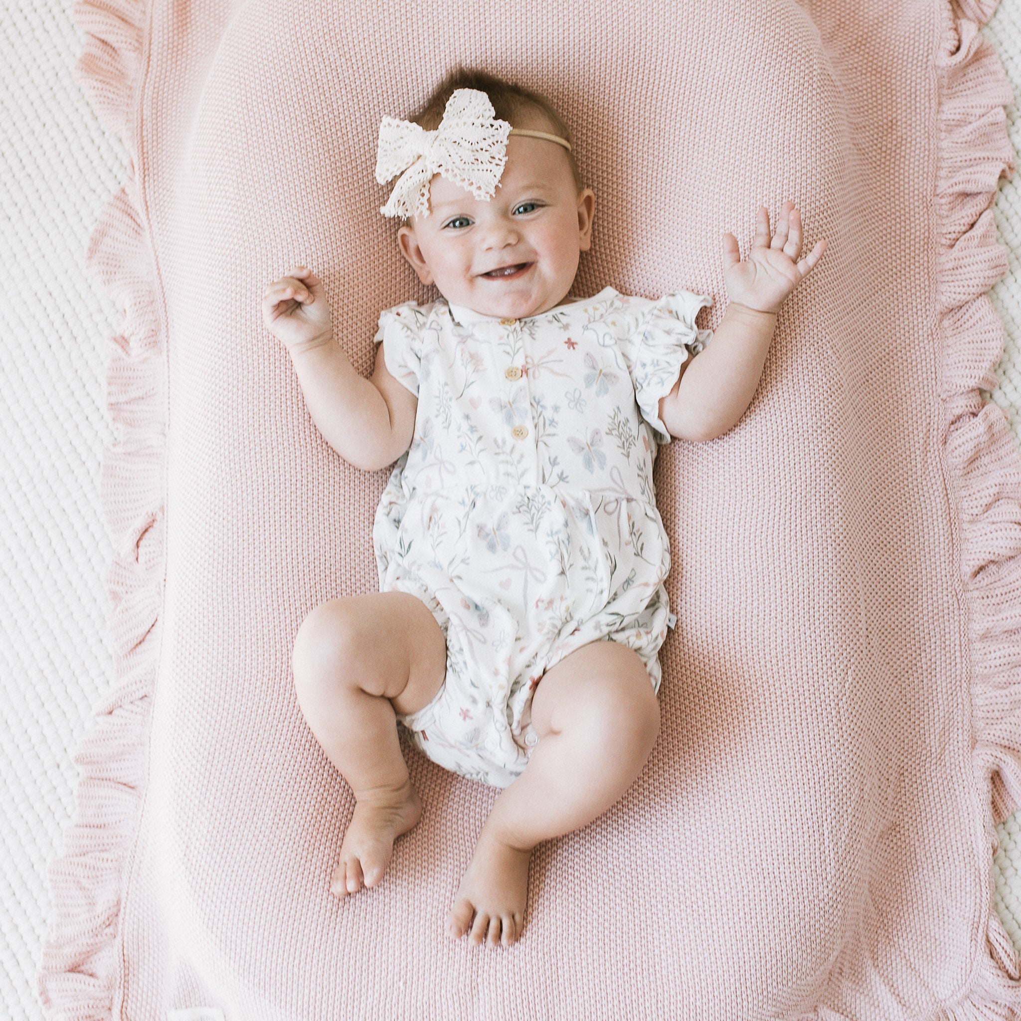 Ruffle Bubble Romper - Petal Bow