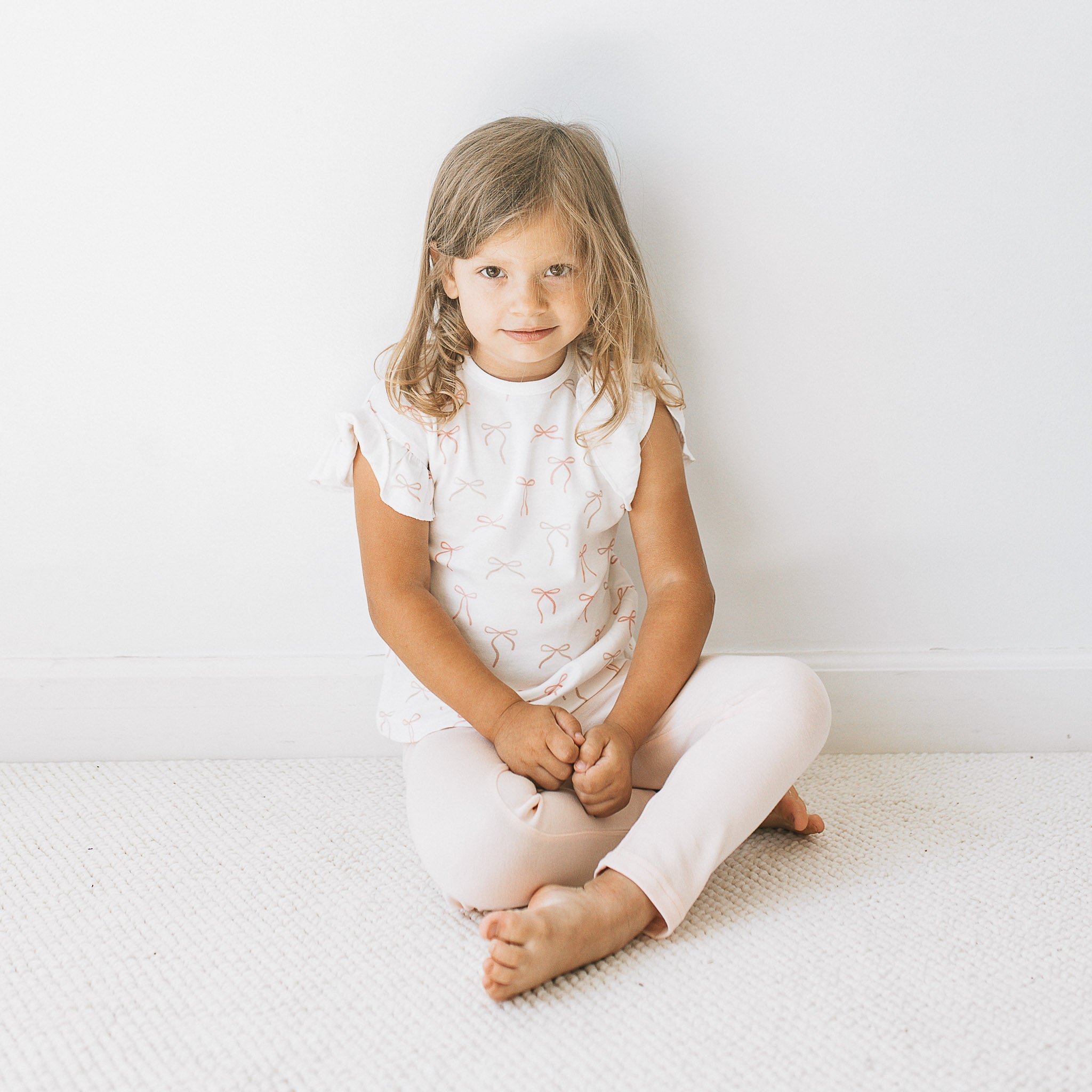 Frilled Sleeves Top + Leggings - Ribbons