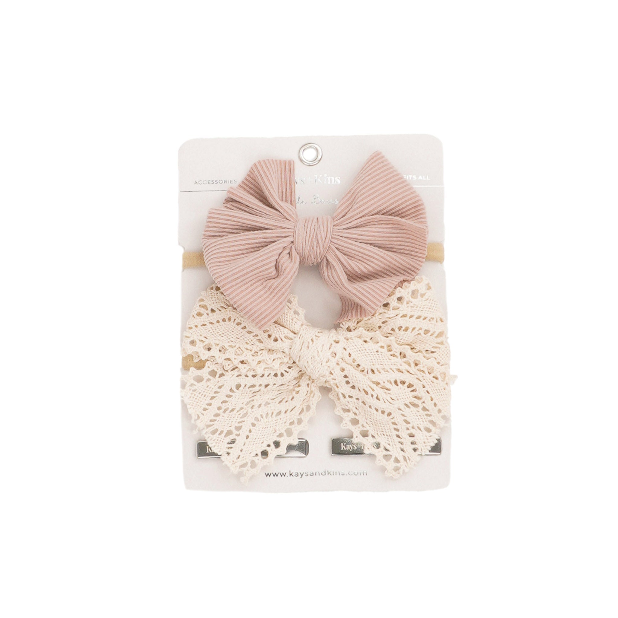 Ribbed Bow + Lace Set - Vintage Rose Duo