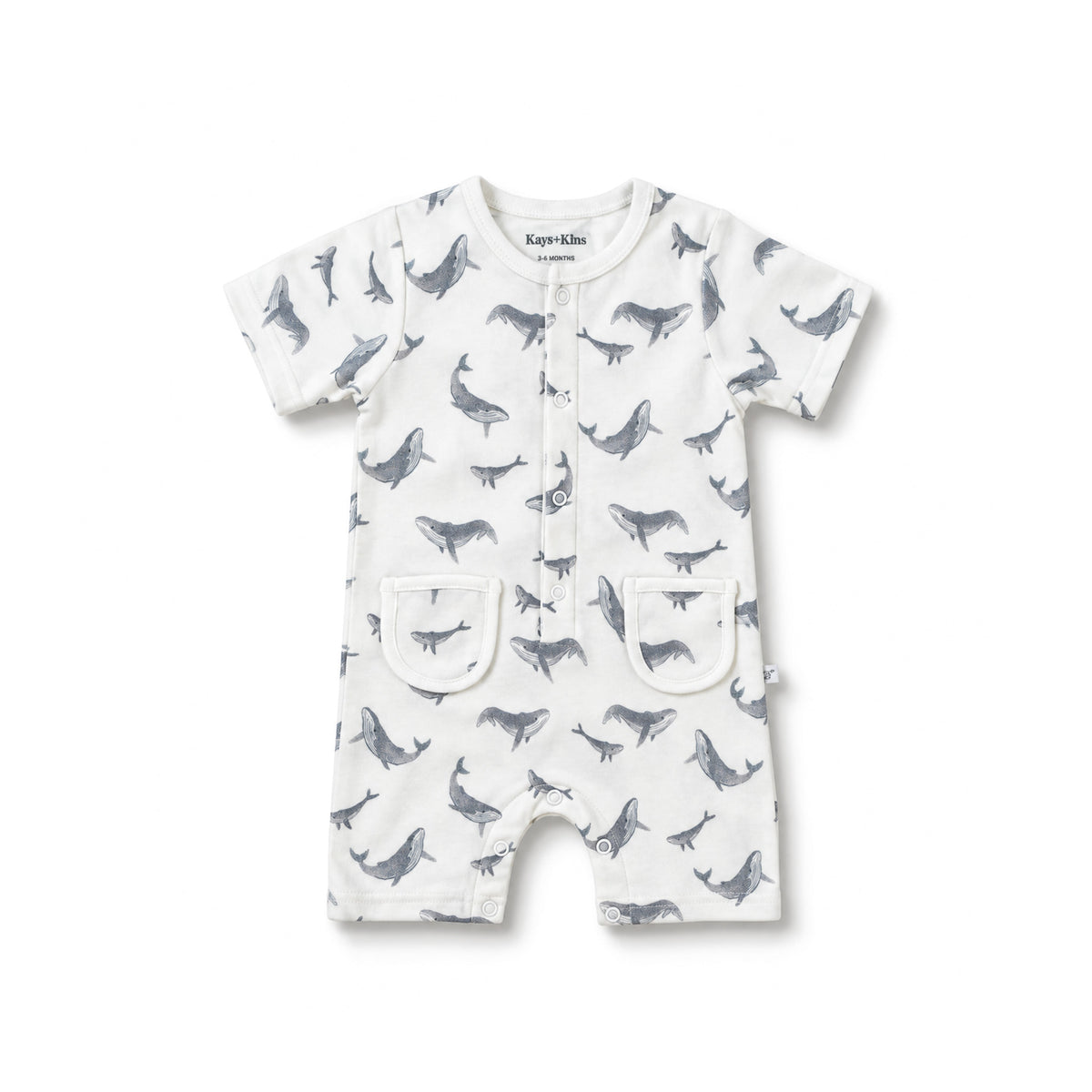 Buttoned Romper - Whales Lullaby