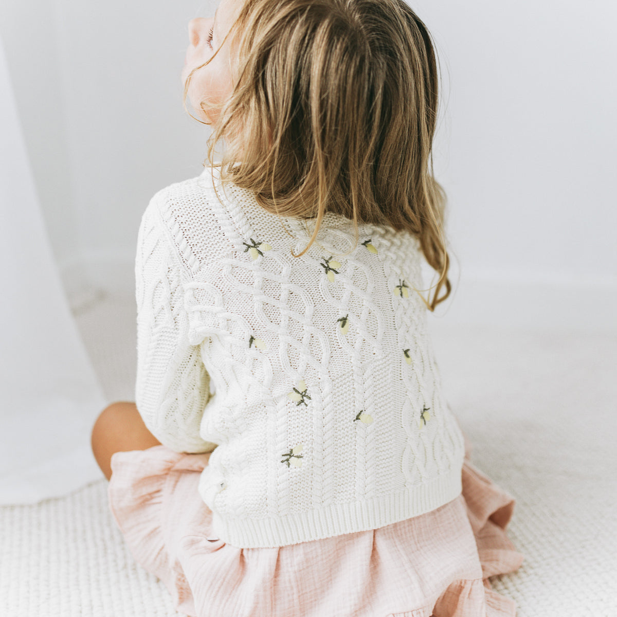 Cable Knit Cardigan -Lemons