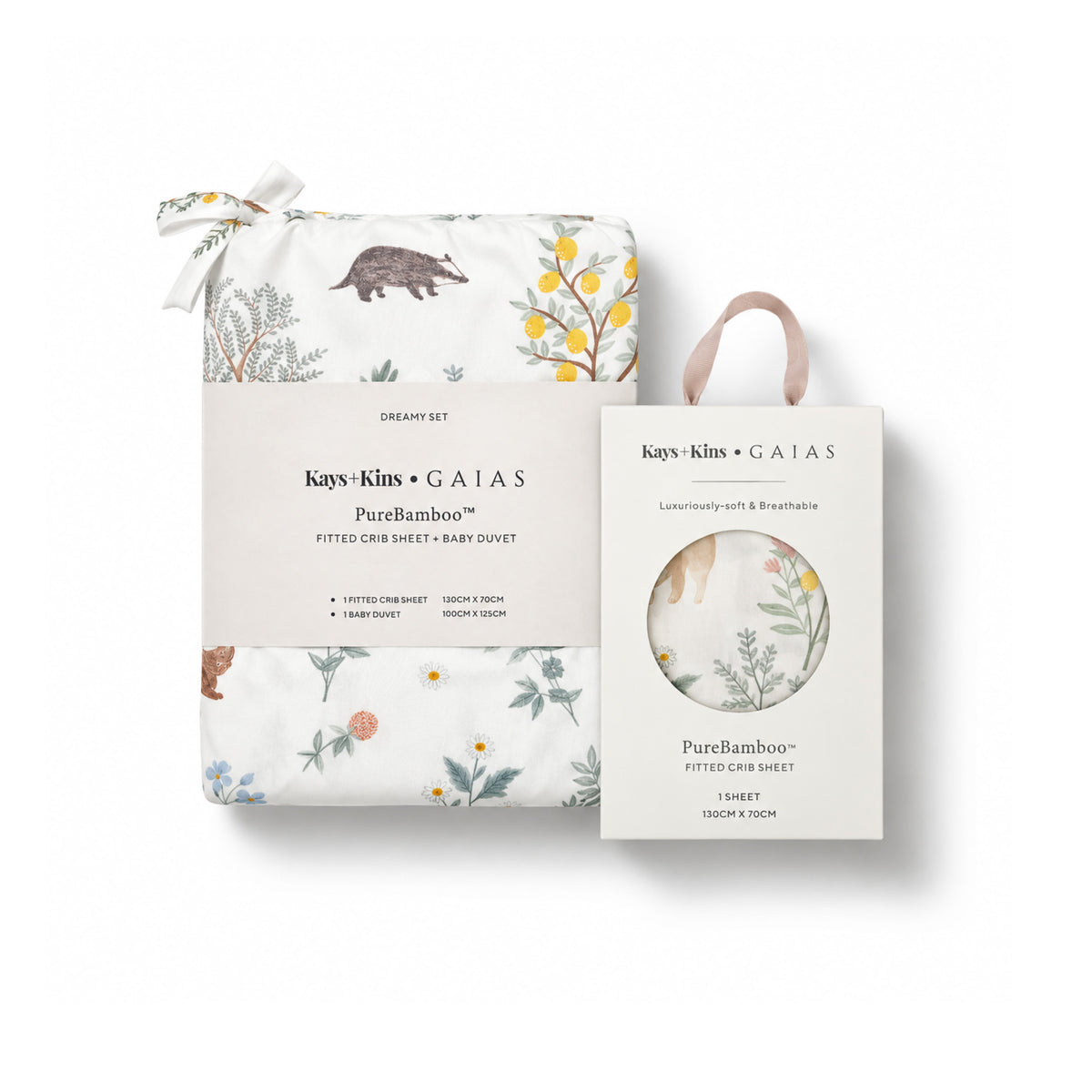 Duvet + Fitted Crib Sheet Set - Woodland Citrus