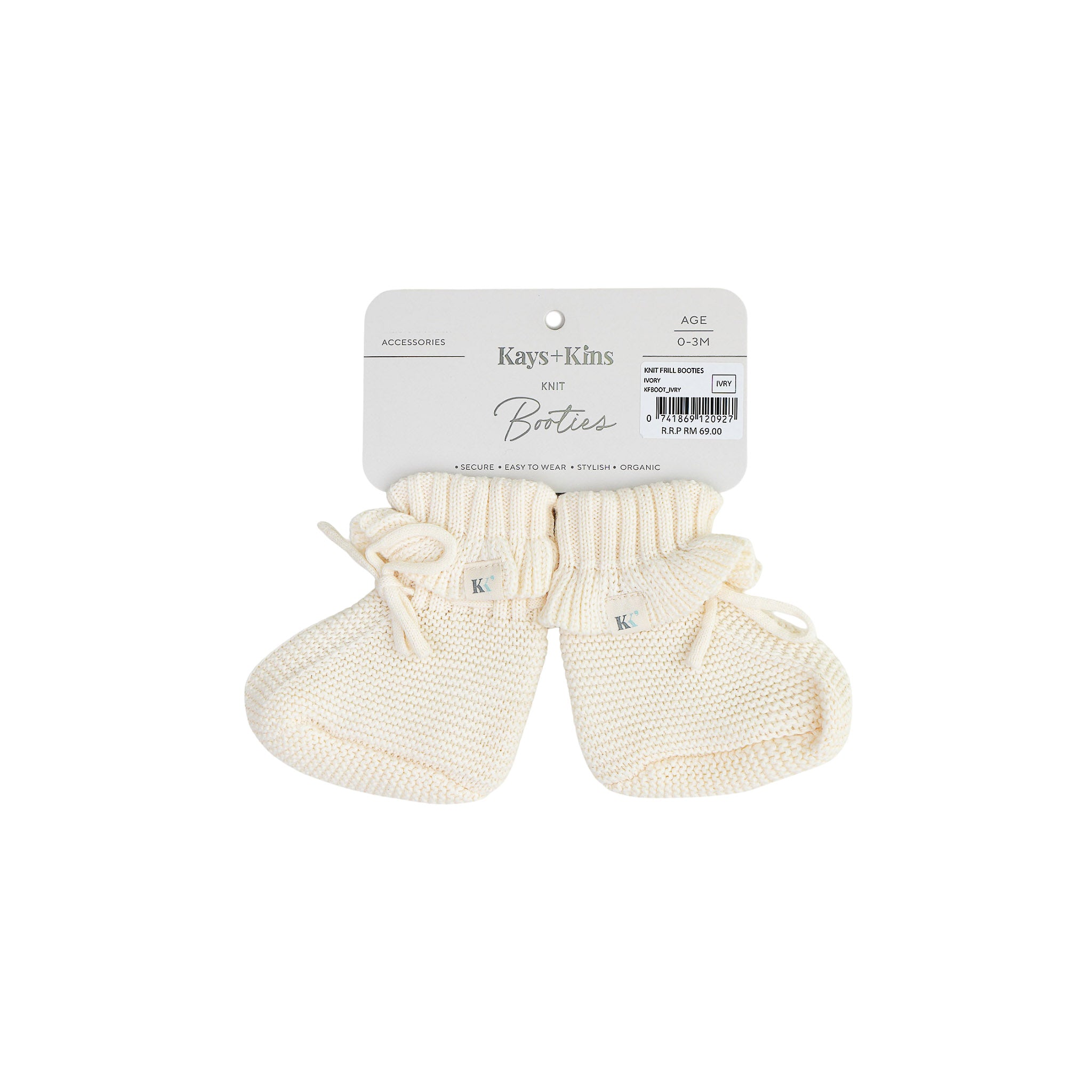 Knit Frill Booties - Ivory