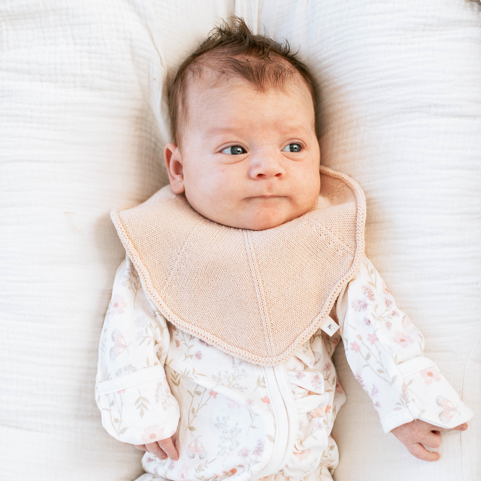 Knitted Bib - Warm Beige