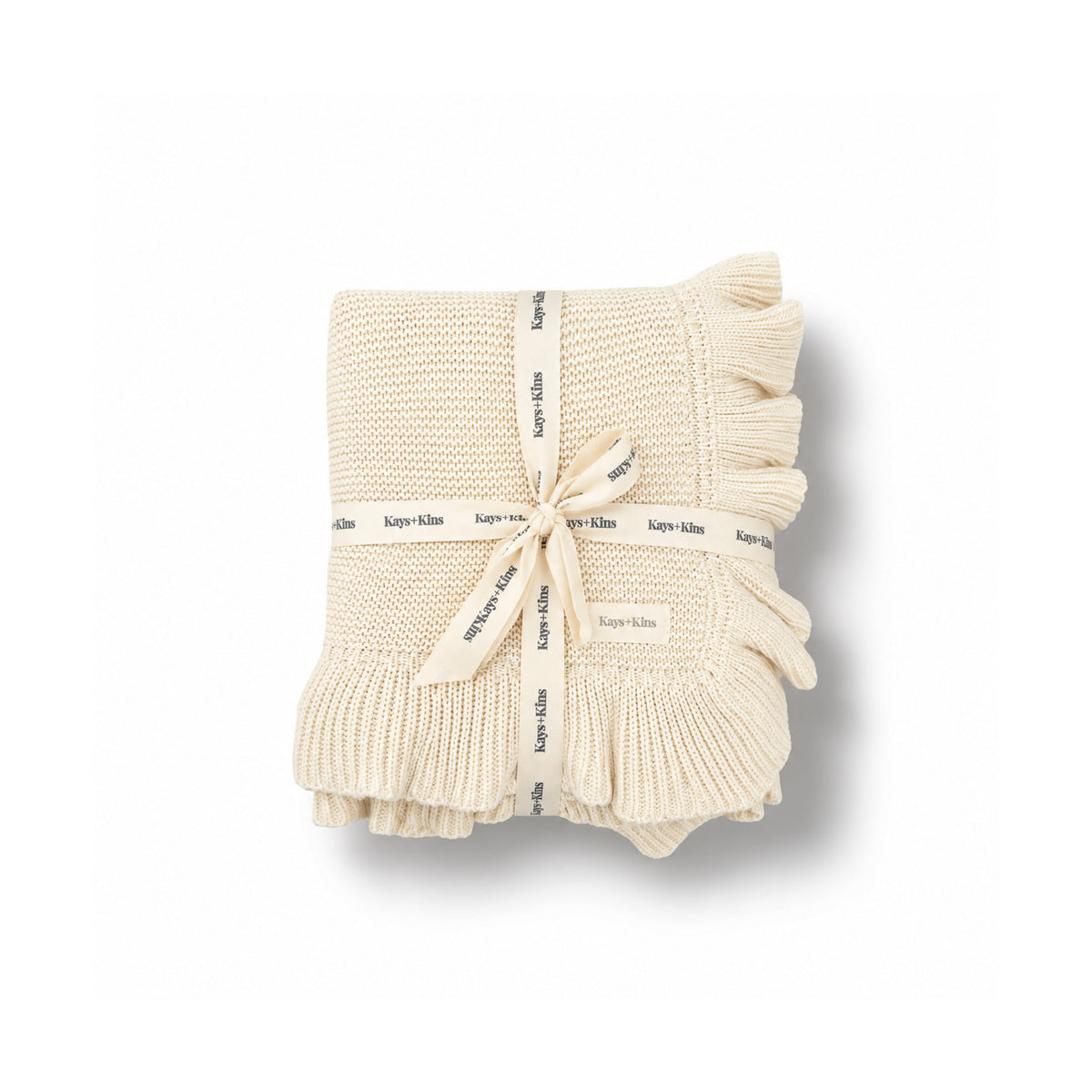 Frilled Knit Blanket - Ivory
