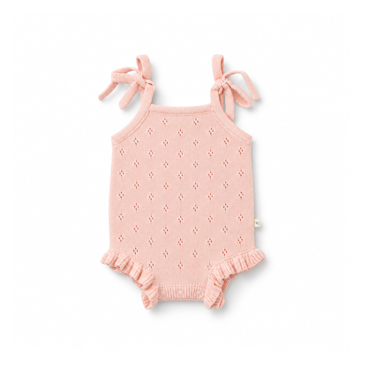 Pointelle Knit Romper- Blush