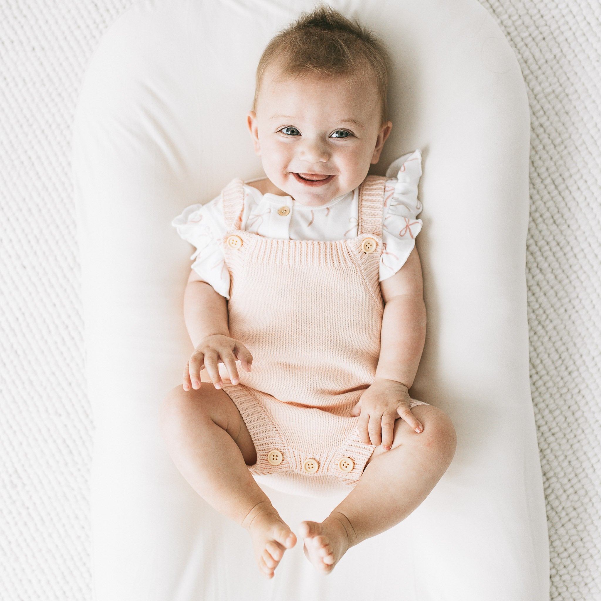 Knit Overall Romper - Blush