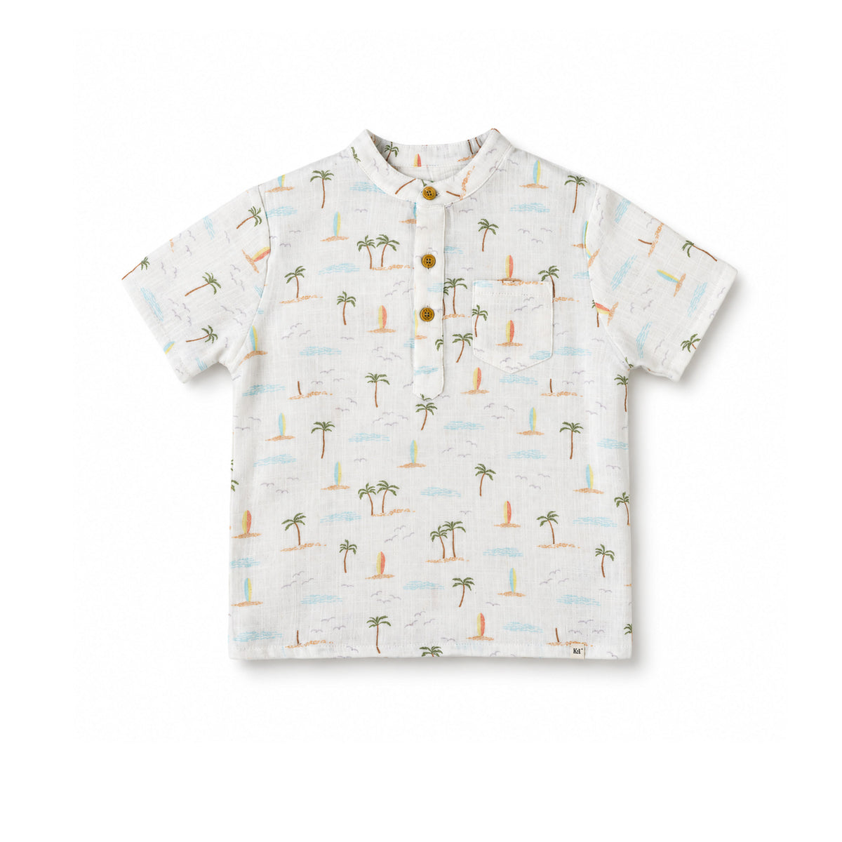 Band Collar Shirt - Surf Side