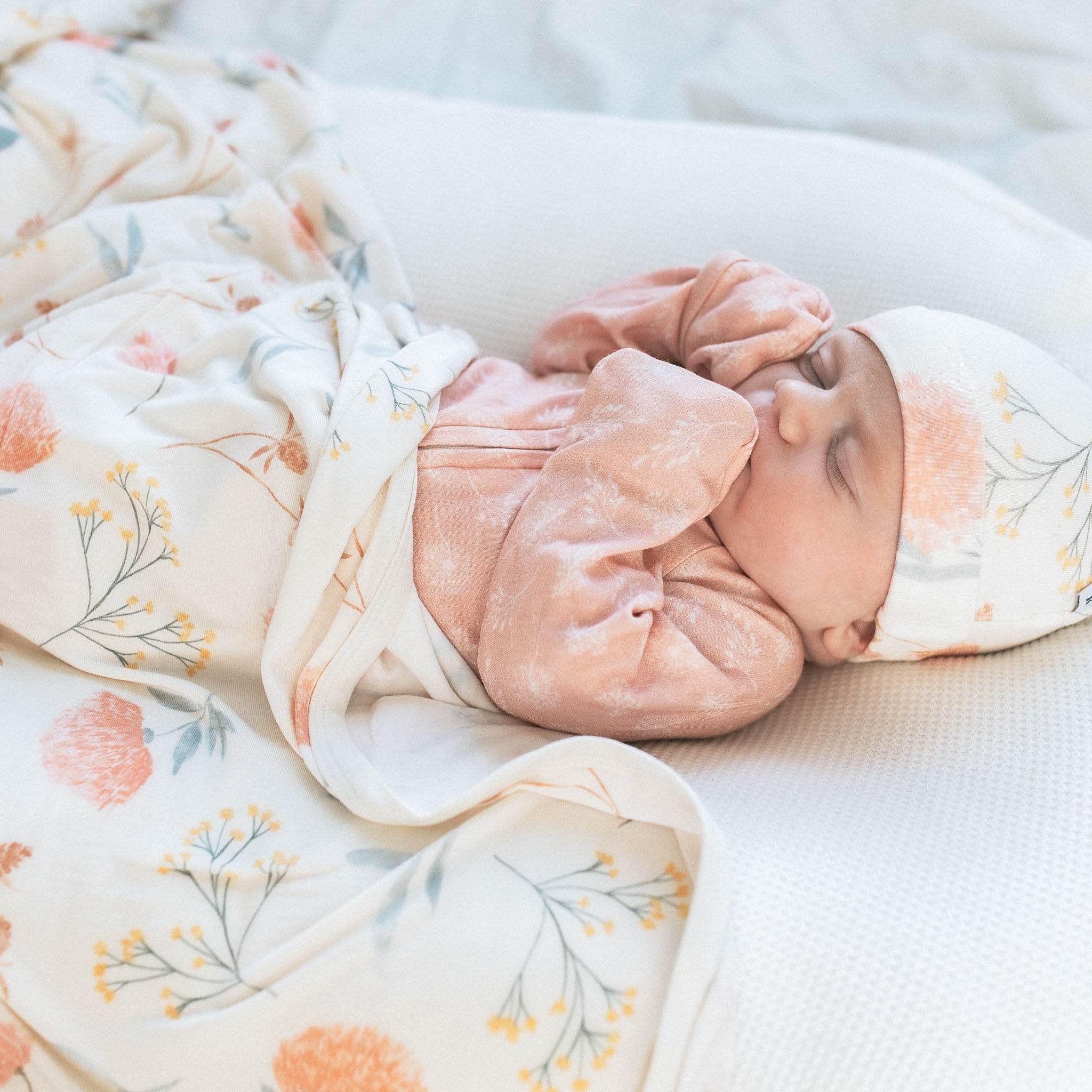Bamboo Luxe Swaddle Set -Peonies Pastel