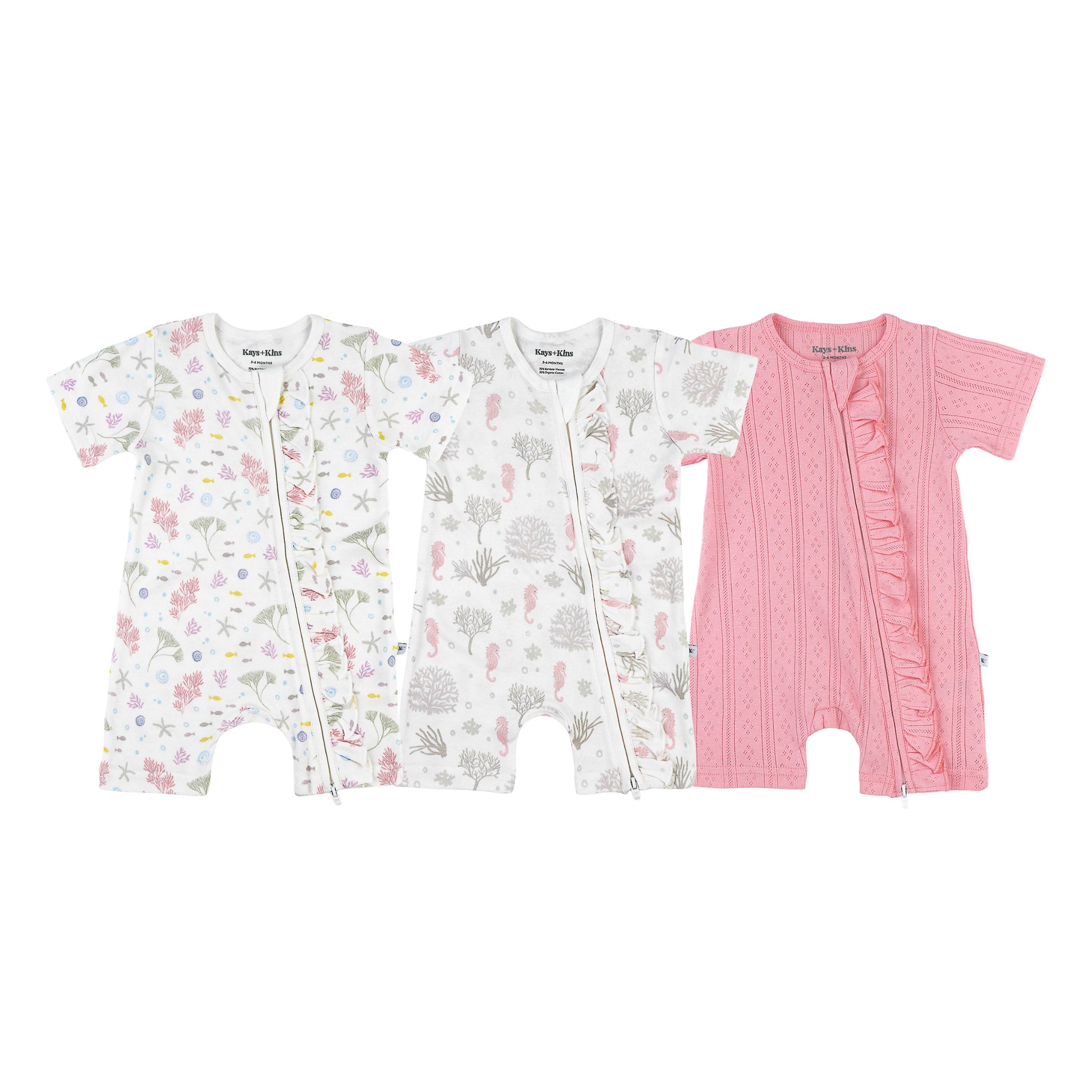3 Pack Frilled Zipsuit