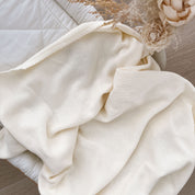 Scalloped Knit Blanket - Ivory