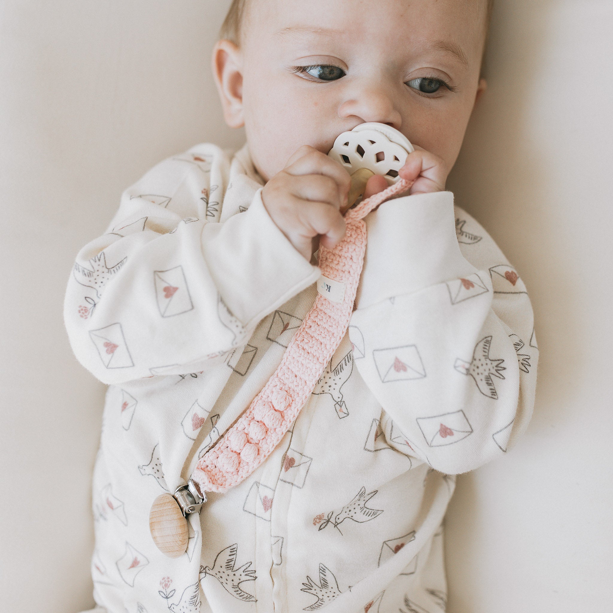 Crochet Pacifier Clip - Blush