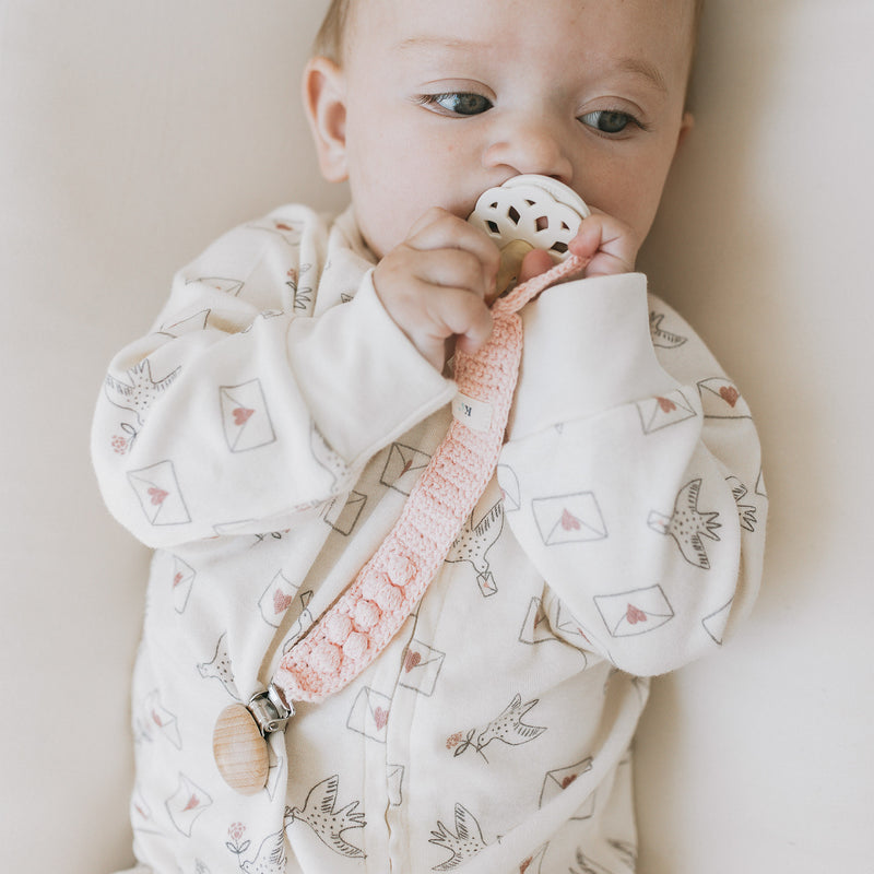 Crochet Pacifier Clip - Blush