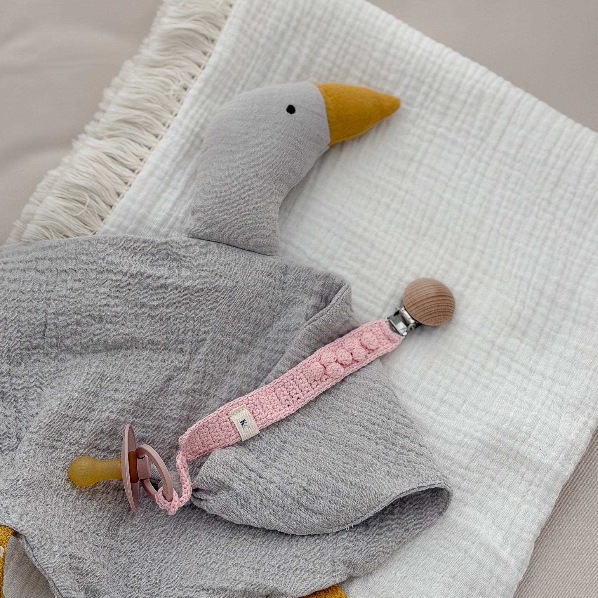 Crochet Pacifier Clip - Blush