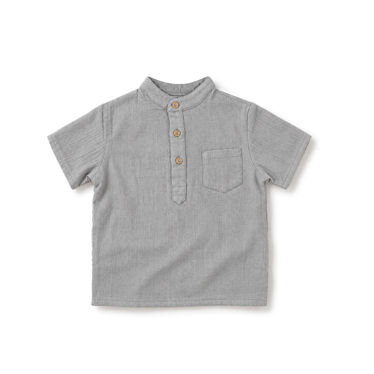 Band Collar Shirt -Clay