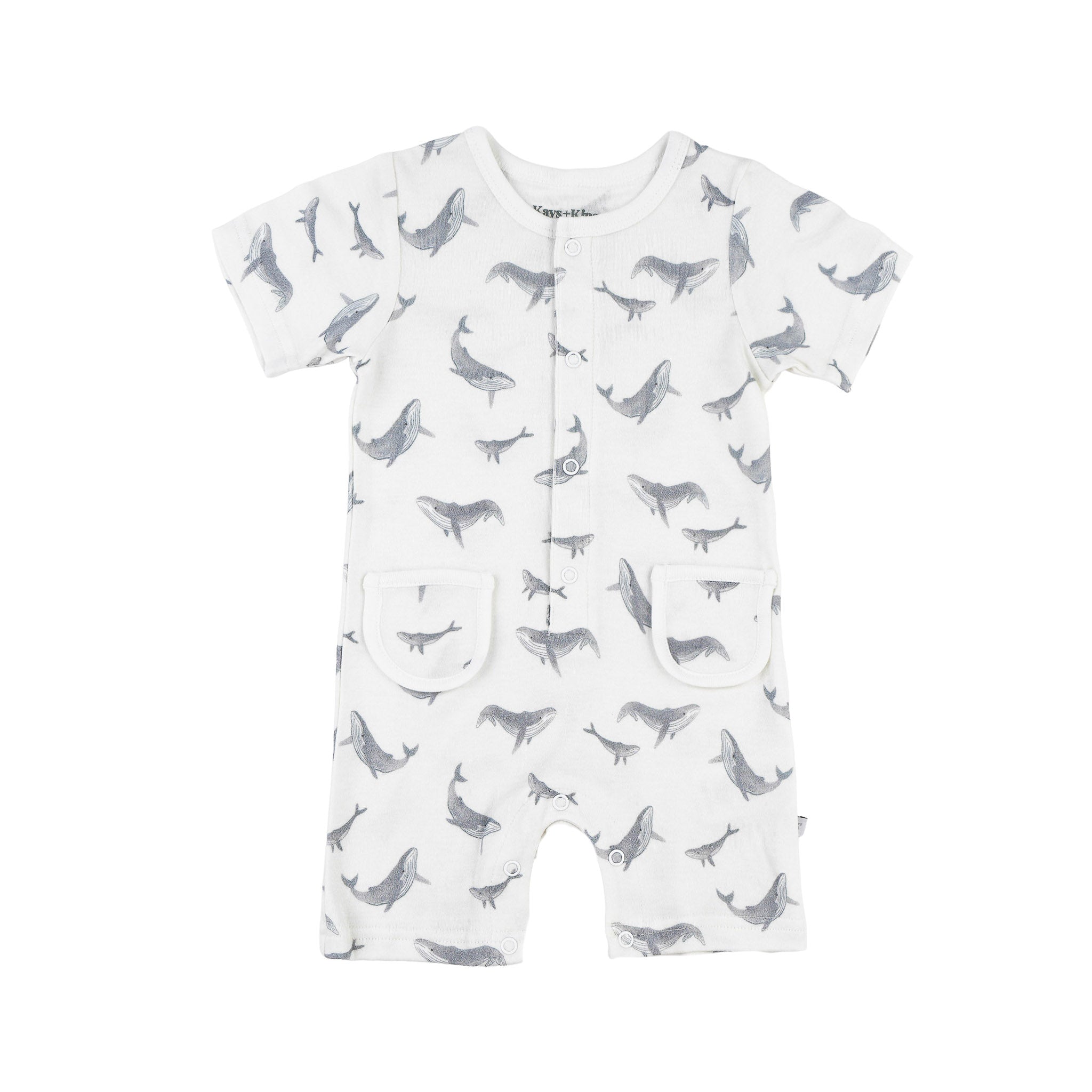 Buttoned Romper -  Whales Lullaby