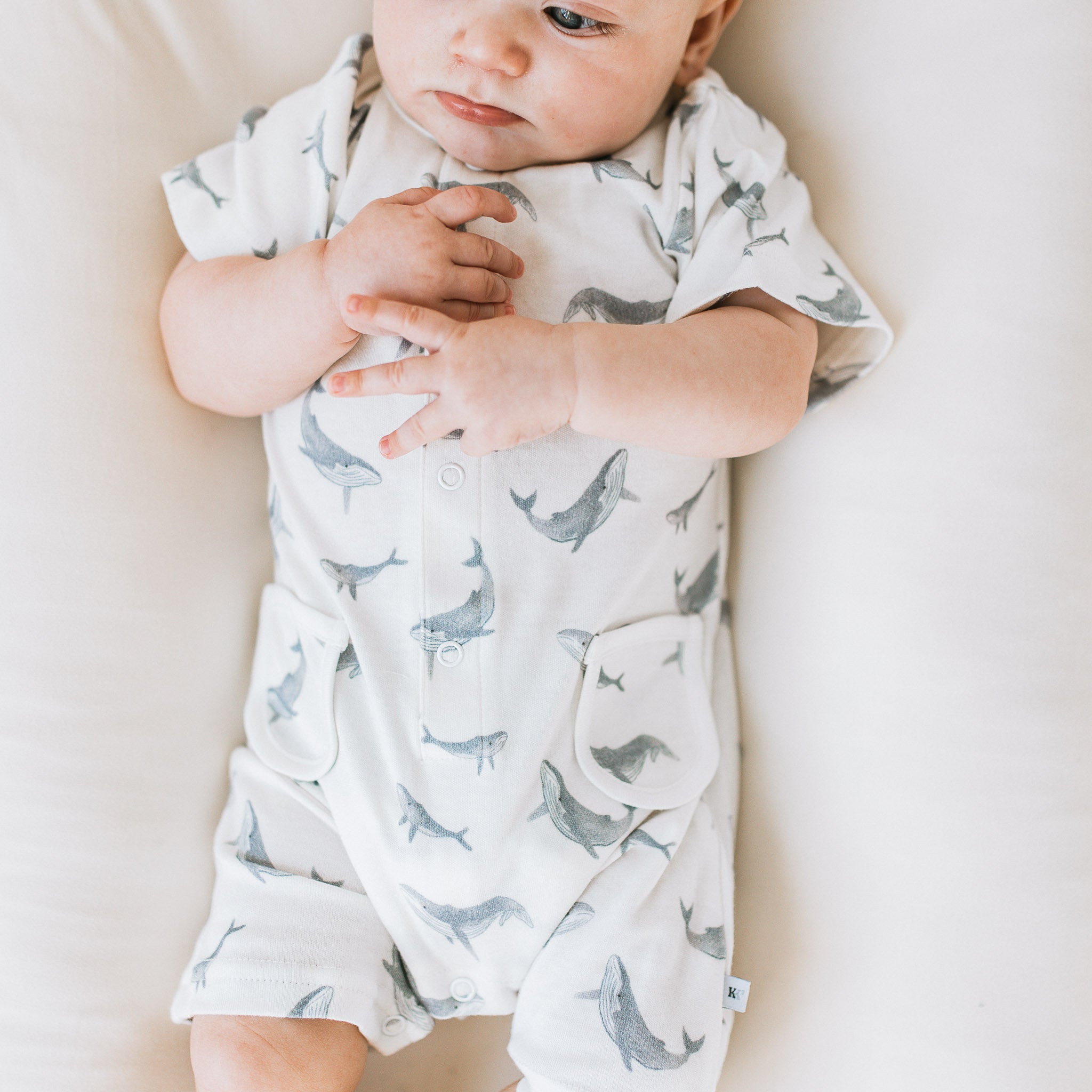 Buttoned Romper -  Whales Lullaby