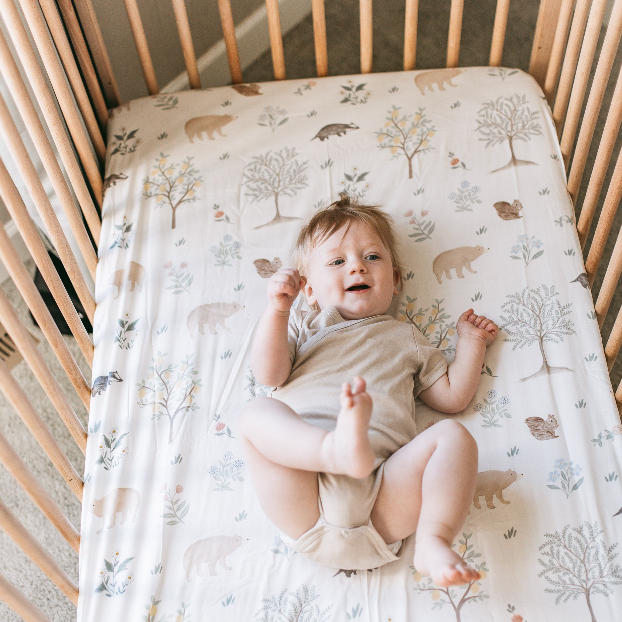 Bamboo Crib Sheet - Woodland Citrus