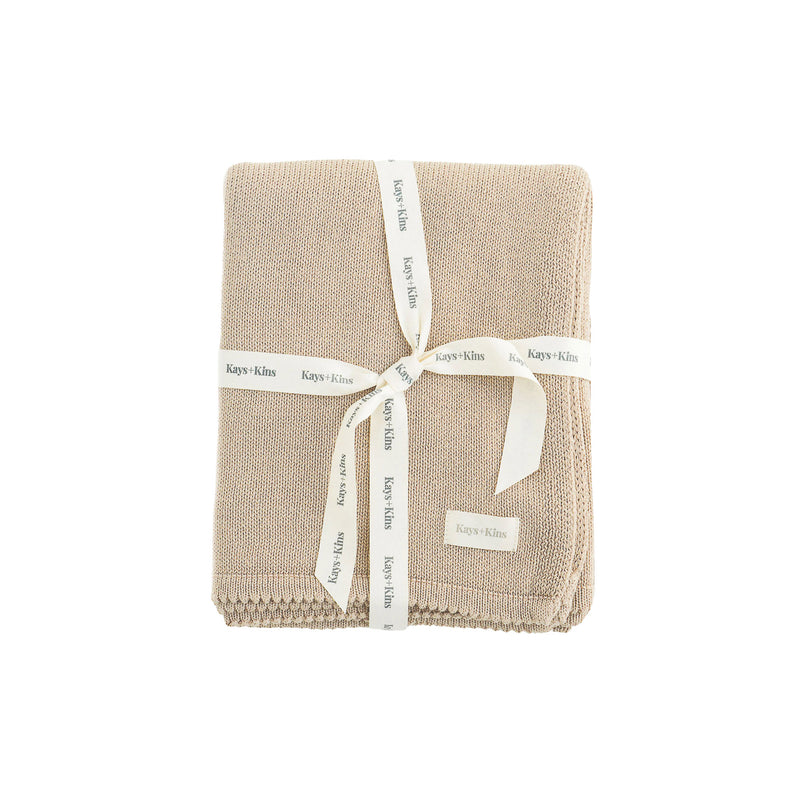Scalloped Knit Blanket- Earth