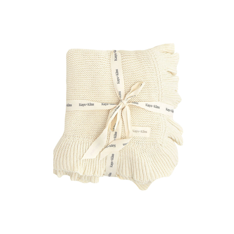 Frilled Knit Blanket - Ivory
