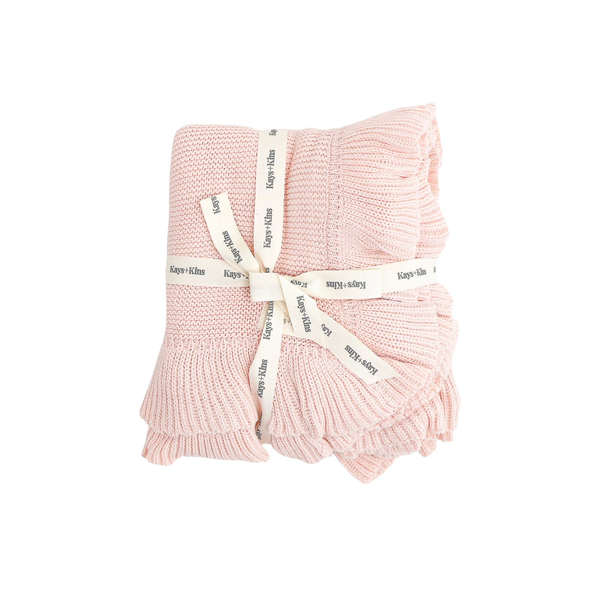 Frilled Knit Blanket - Blush