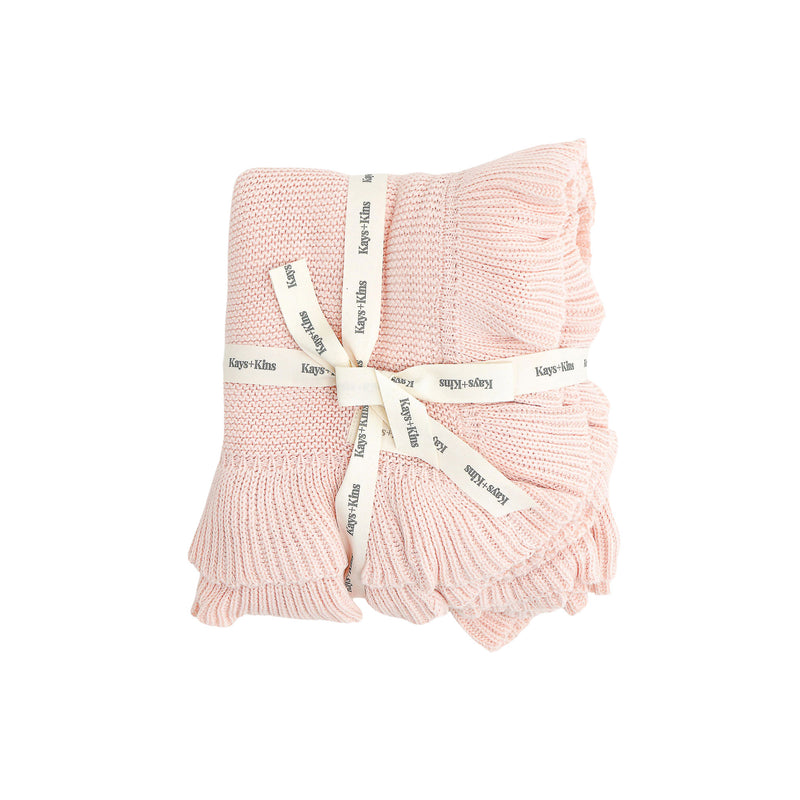 Frilled Knit Blanket - Blush