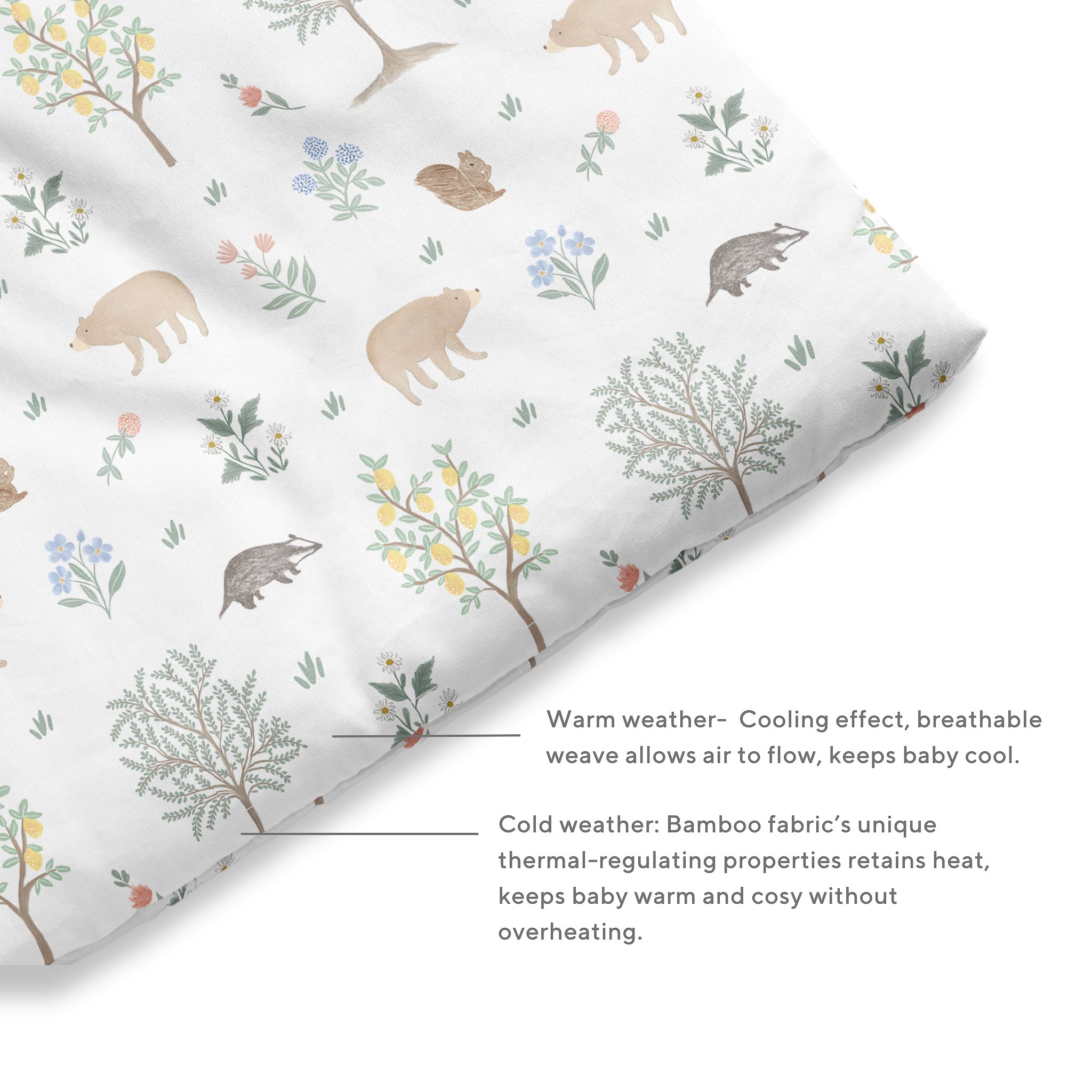 Duvet + Fitted Crib Sheet Set - Woodland Citrus