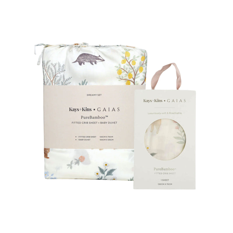 Duvet + Fitted Crib Sheet Set - Woodland Citrus