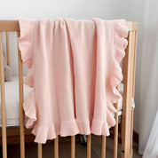 Frilled Knit Blanket - Blush