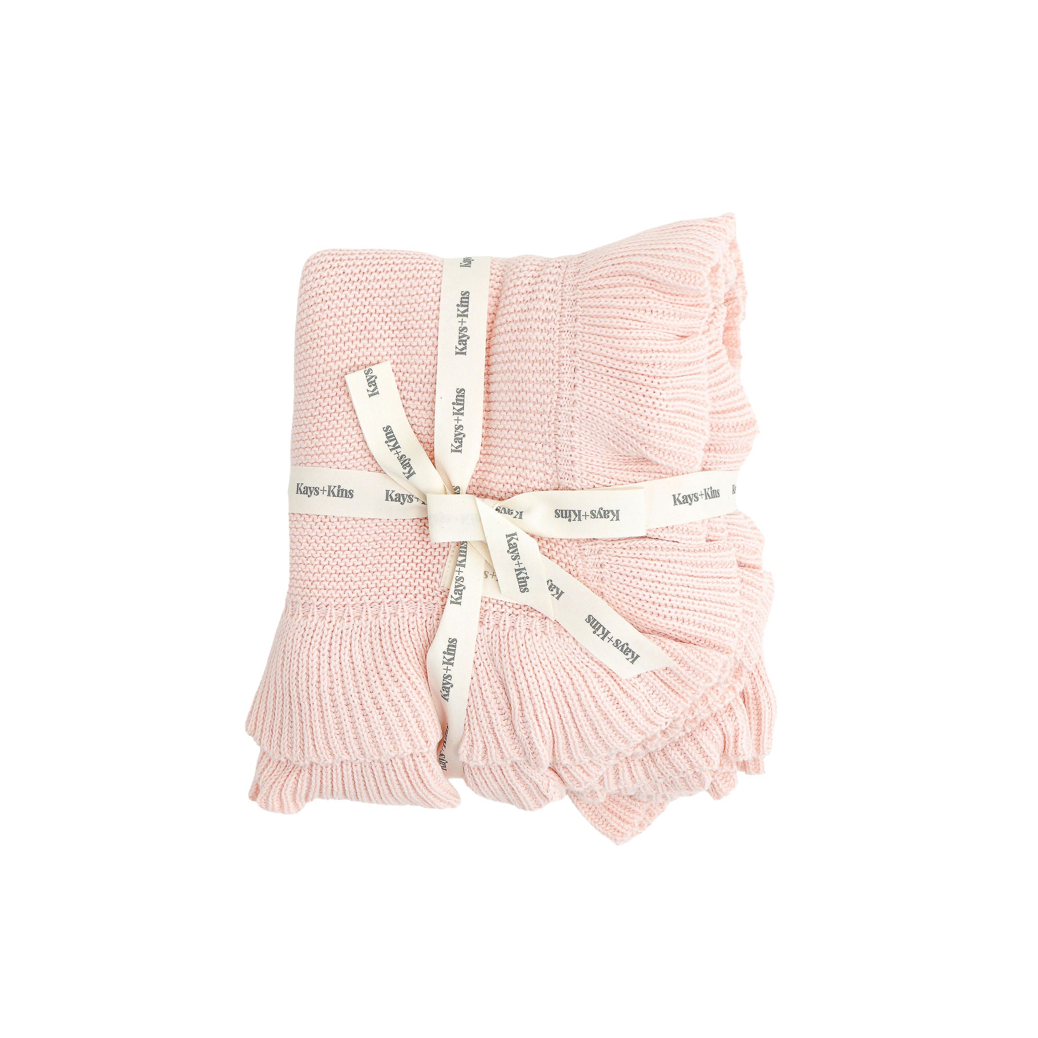 Frilled Knit Blanket - Blush