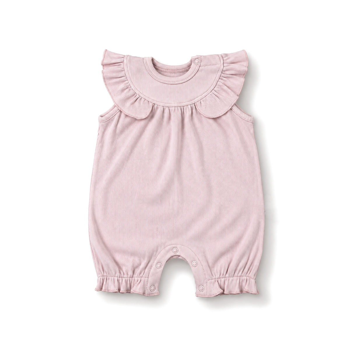 Ribbed Frilled Playsuit - Veil