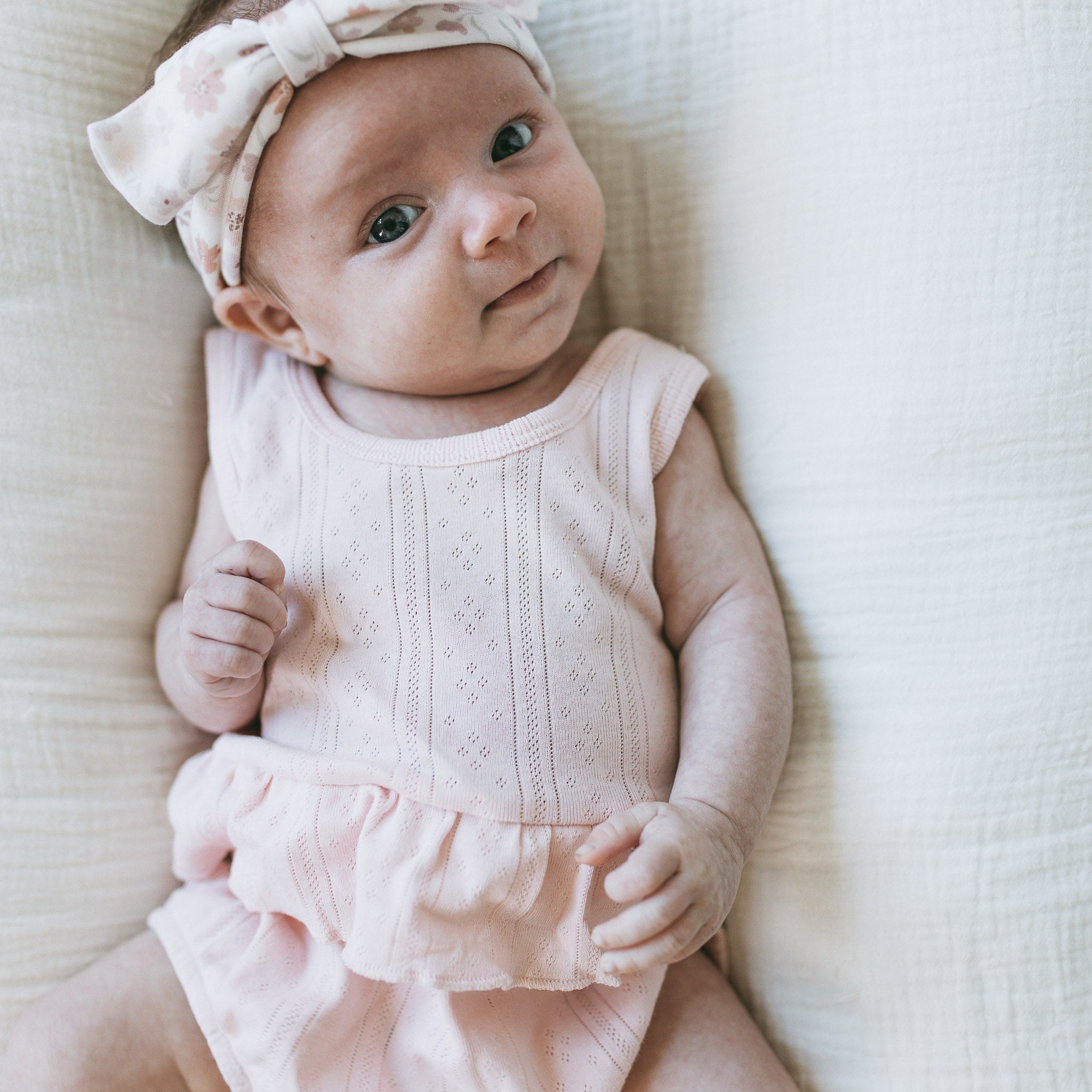 Pointelle Frilled Bubble Romper - Potpurri