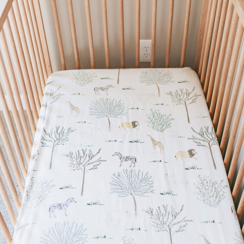 Bamboo Crib Sheet - Safari Wonders