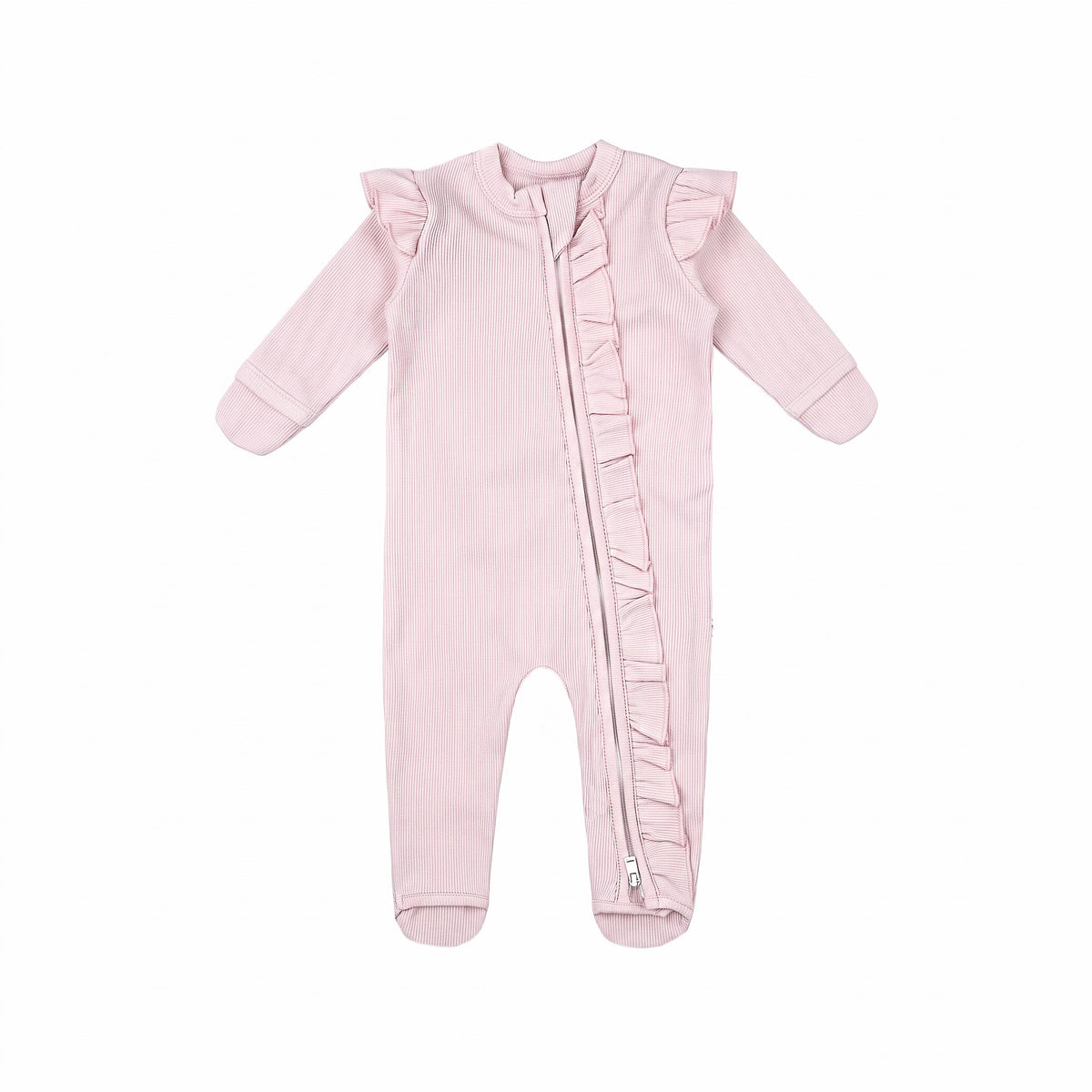 Ribbed Frilled Growsuit - Veil