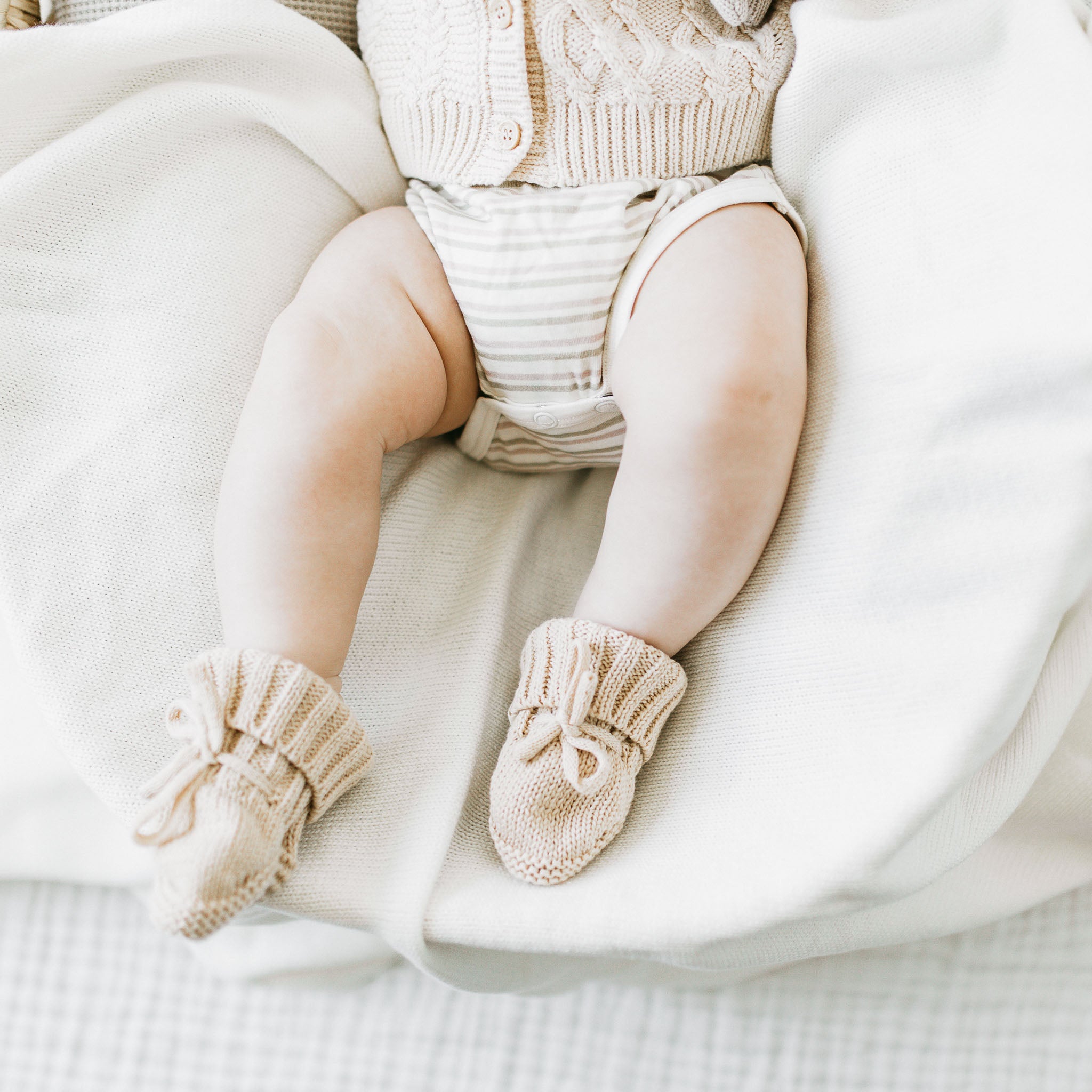 Knit Booties - Beige
